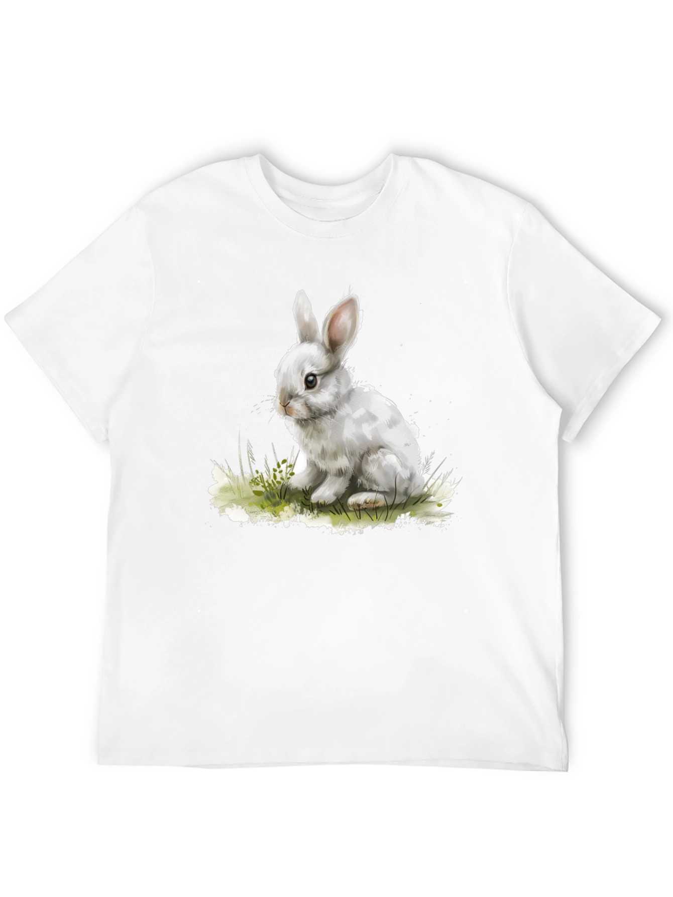 Cute Bunny Graphic Tee - Black Cotton Blend