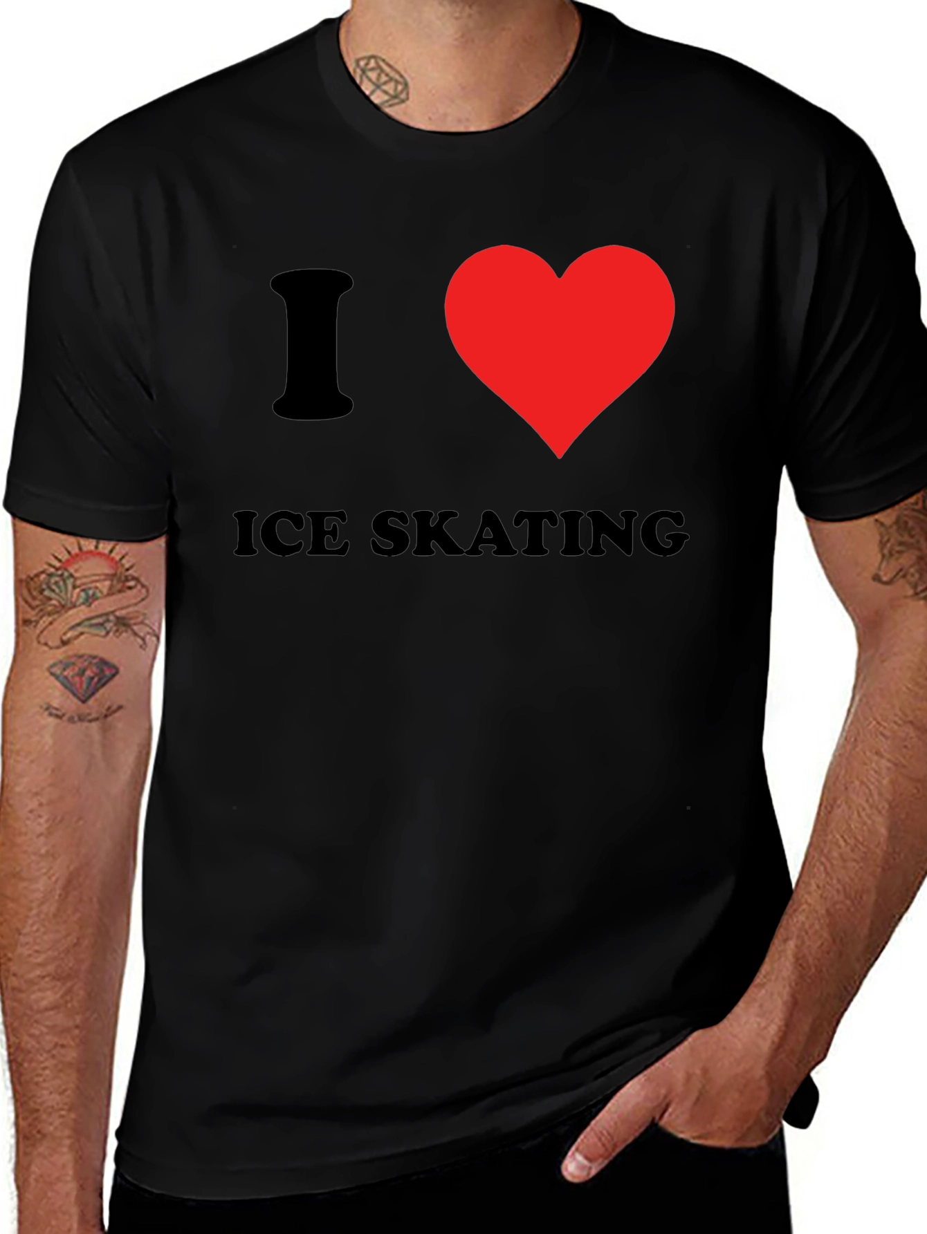 I Heart Ice Skating T-Shirt - Black Cotton Tee