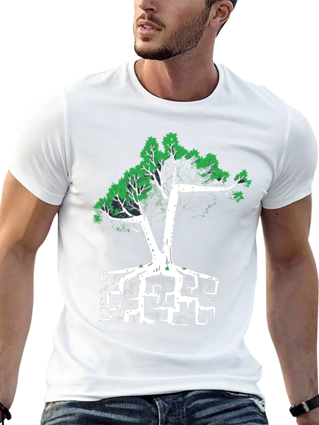 Abstract Tree Graphic Tee - Black