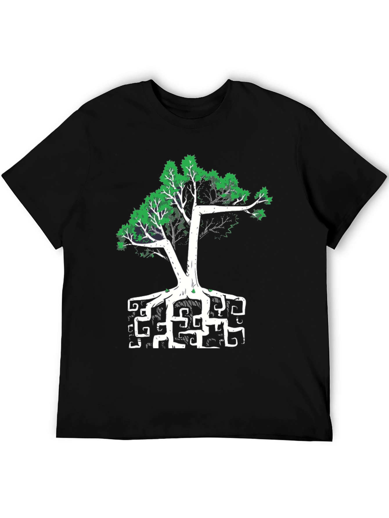 Abstract Tree Graphic Tee - Black