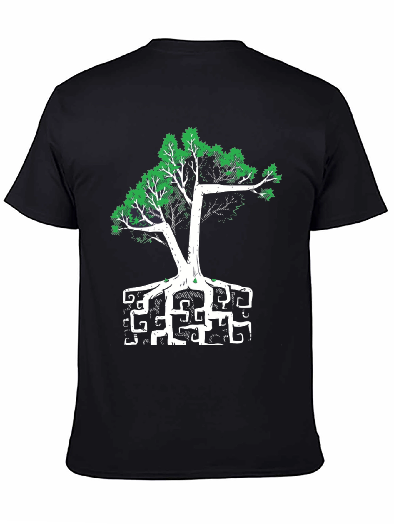 Abstract Tree Graphic Tee - Black