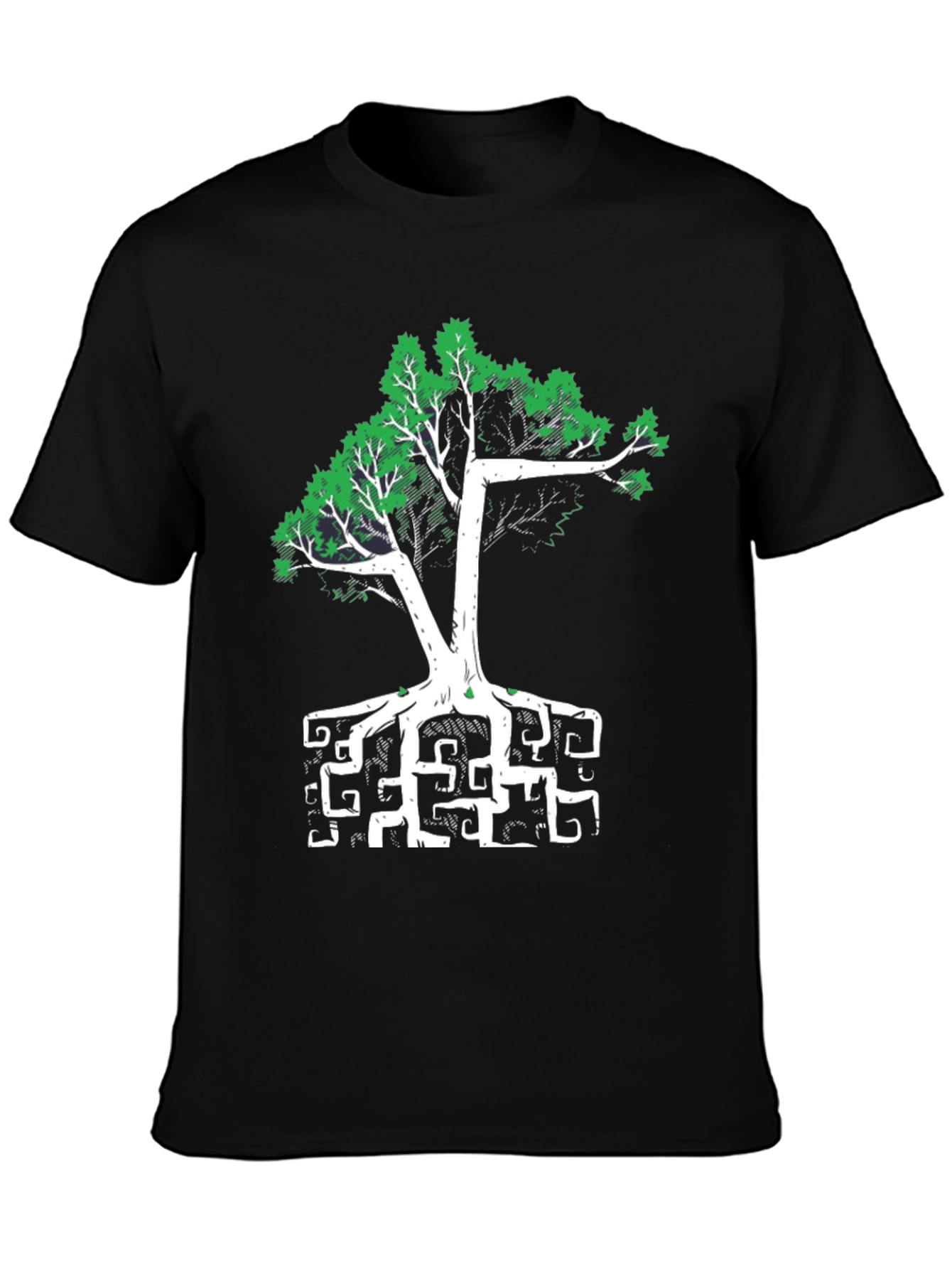 Abstract Tree Graphic Tee - Black