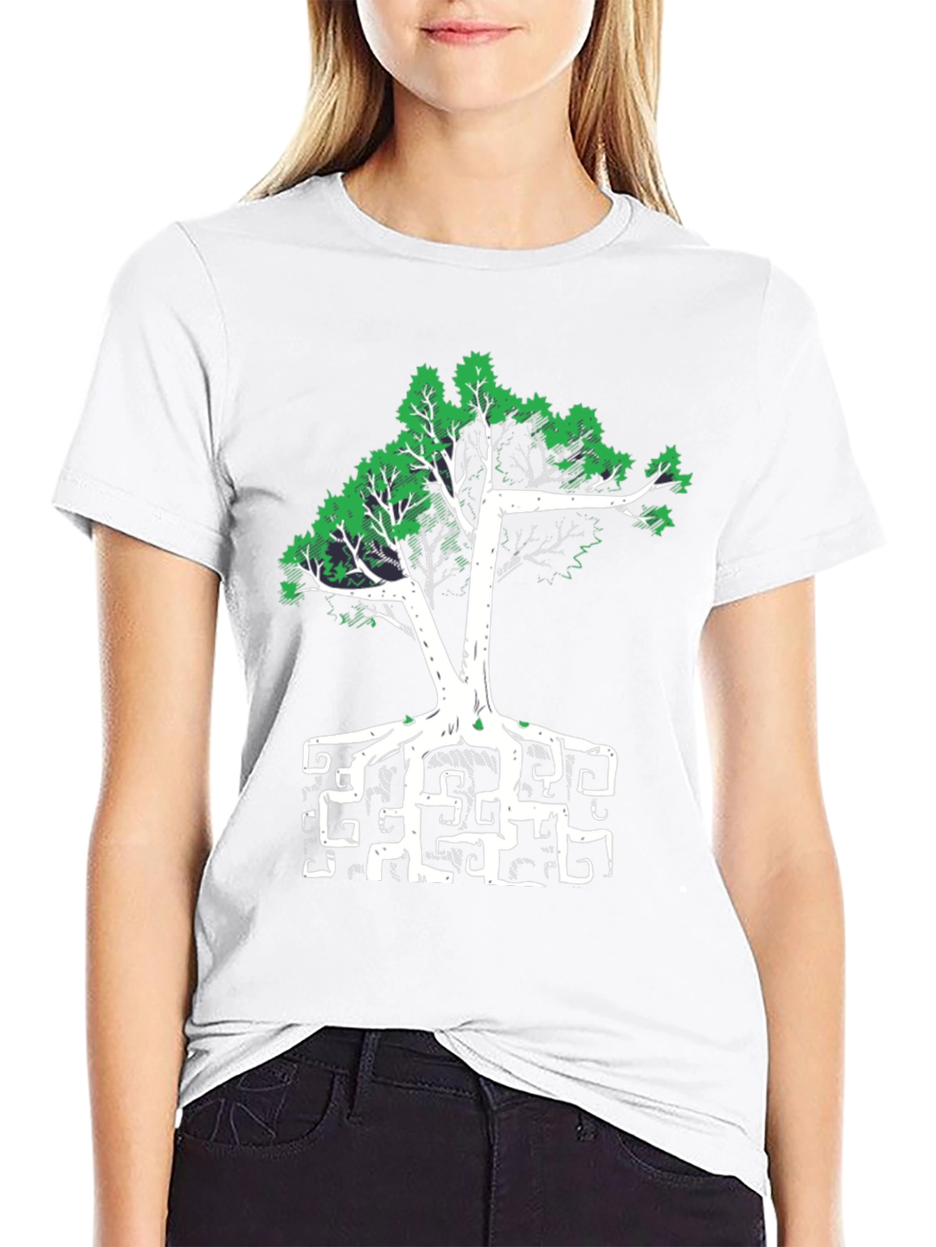 Abstract Tree Graphic Tee - Black