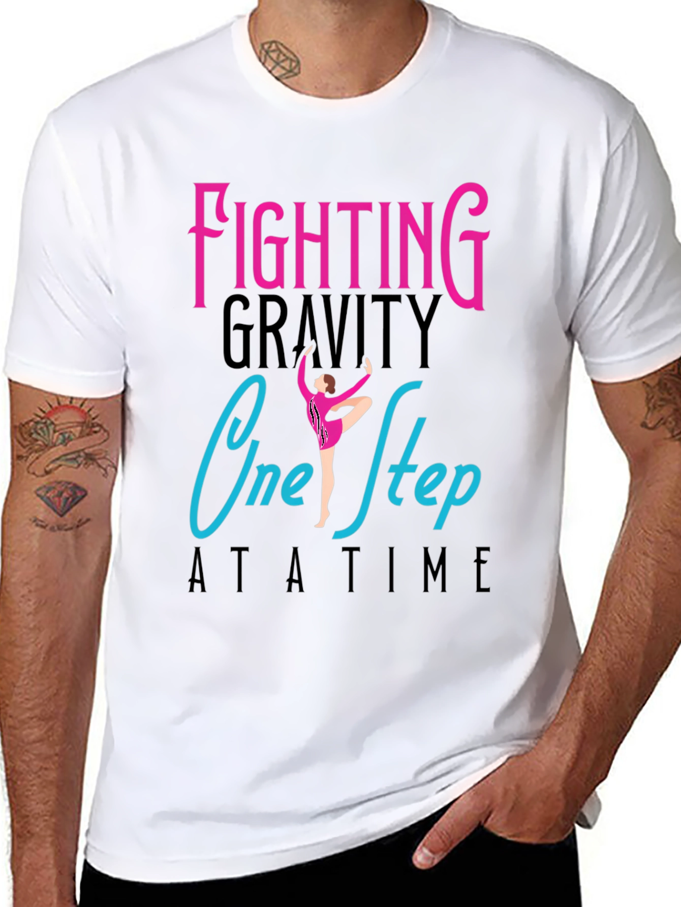 Fighting Gravity One Step At A Time Black T-Shirt