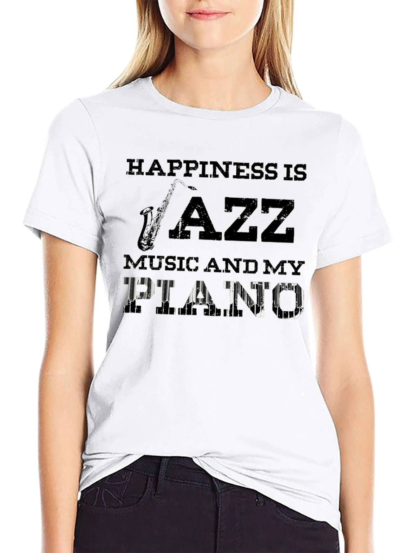 Jazz Music Piano T-Shirt: Happiness Is...