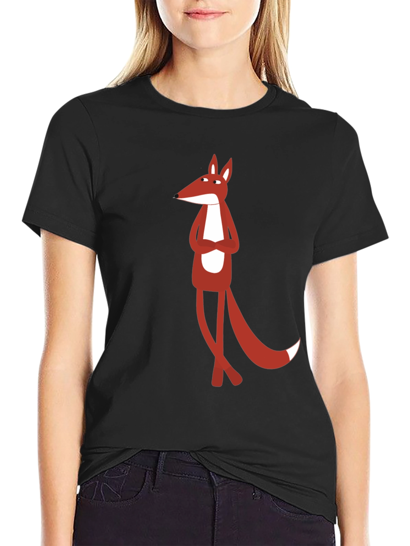 Cool Fox Graphic Tee - Black Cotton T-Shirt