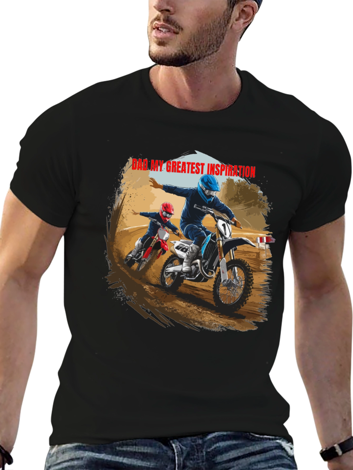 Dad My Greatest Inspiration Black Tee