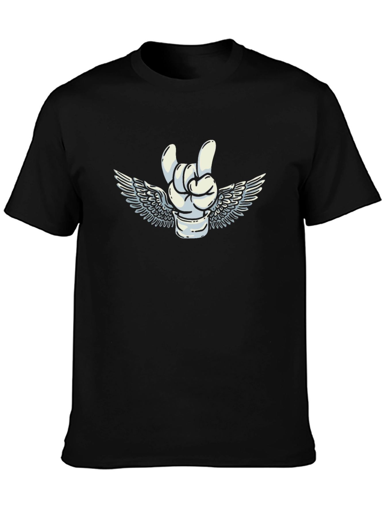 Rock On! Graphic T-Shirt - Winged Hand Design