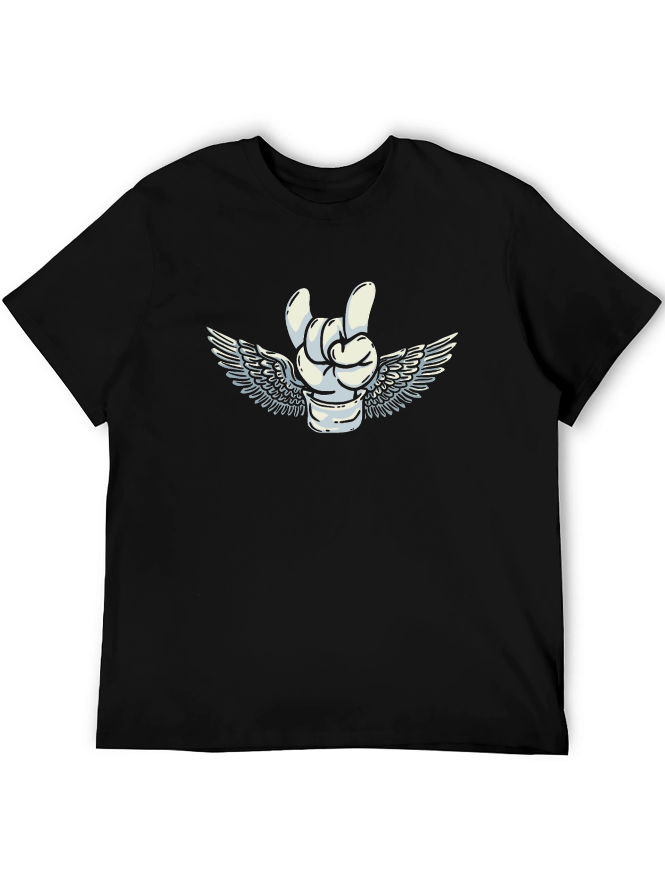 Rock On! Graphic T-Shirt - Winged Hand Design