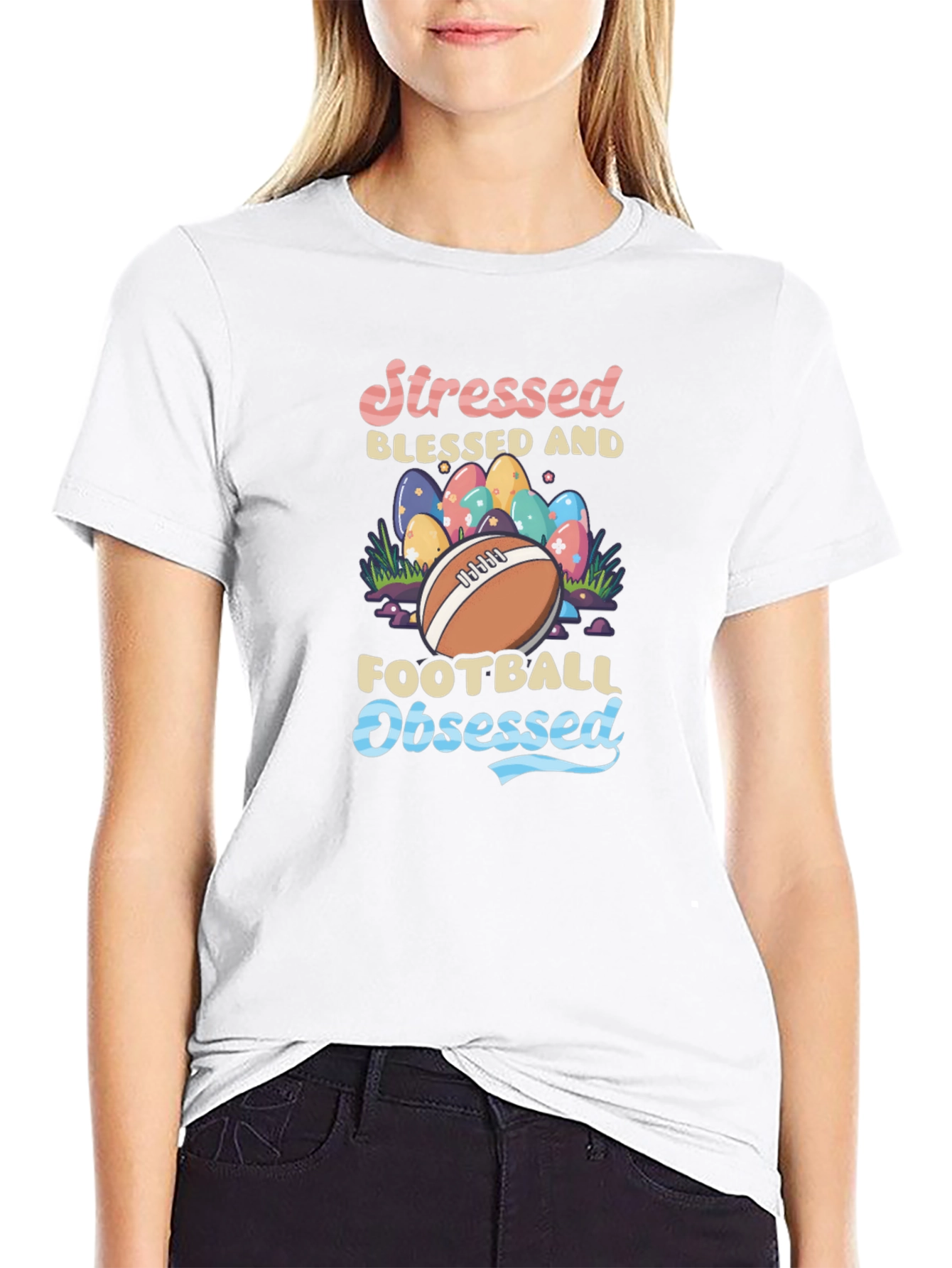 Stressed Blessed Football Obsessed Graphic Tee