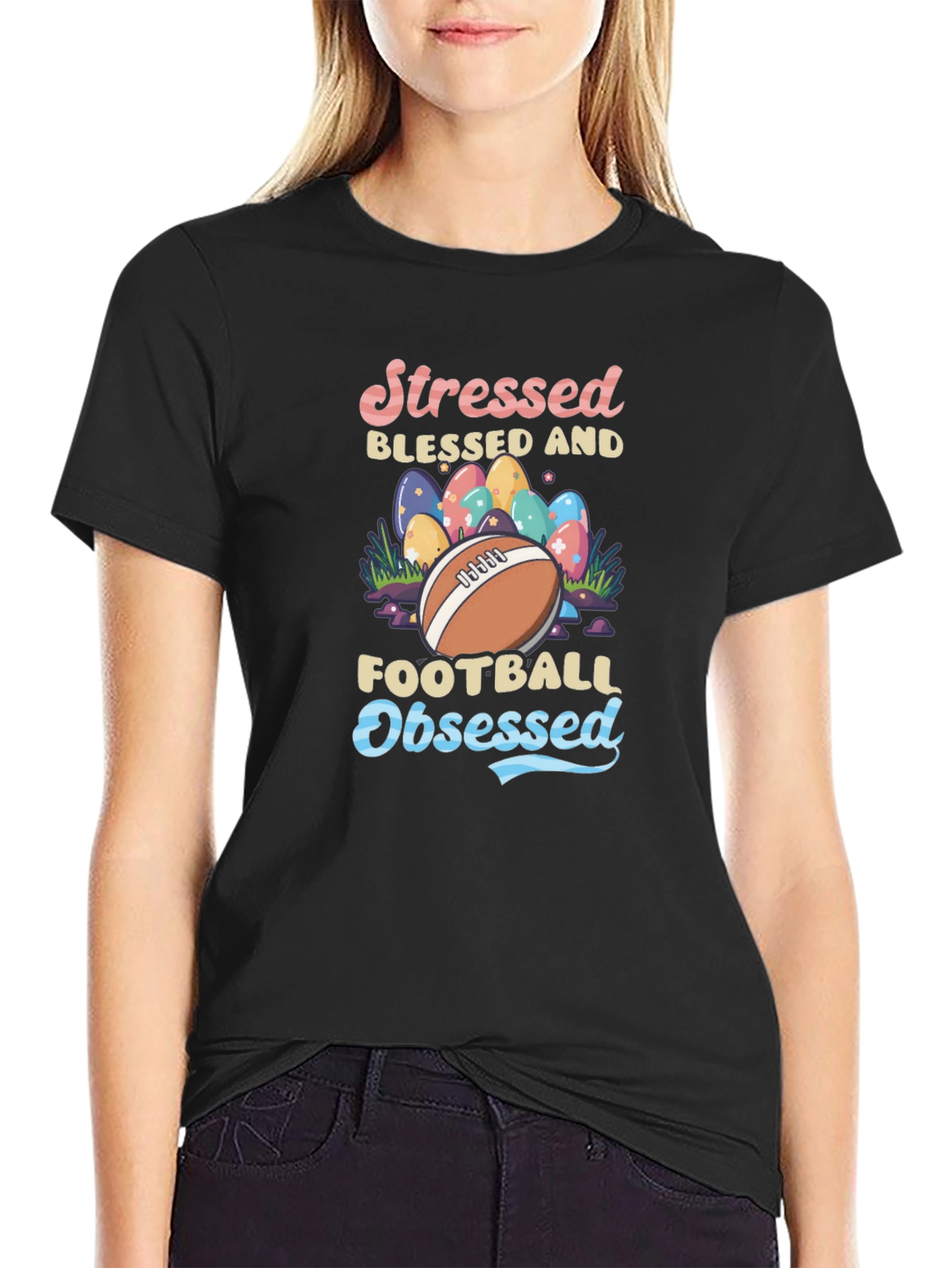 Stressed Blessed Football Obsessed Graphic Tee