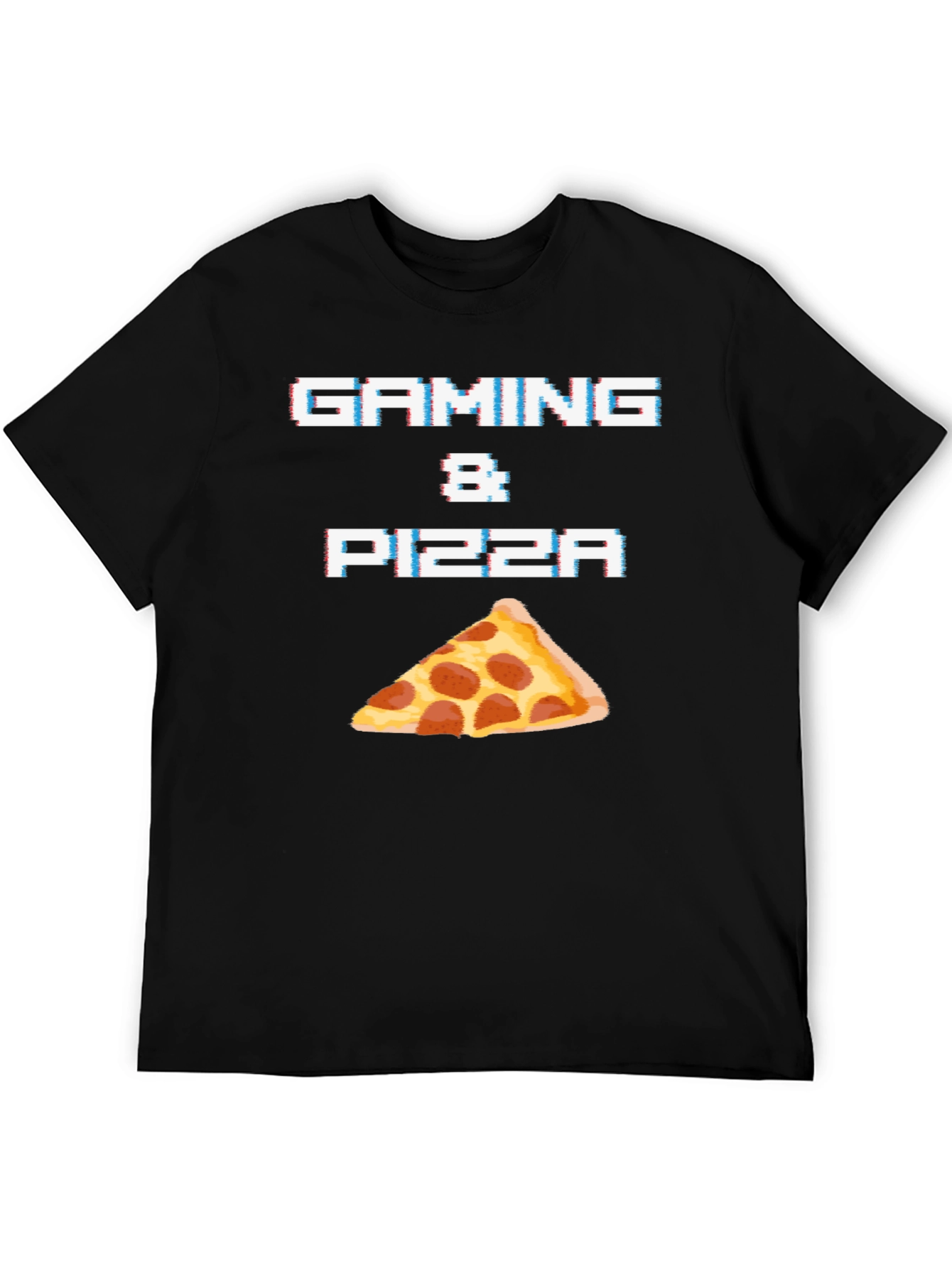 Gaming & Pizza Black Graphic T-Shirt
