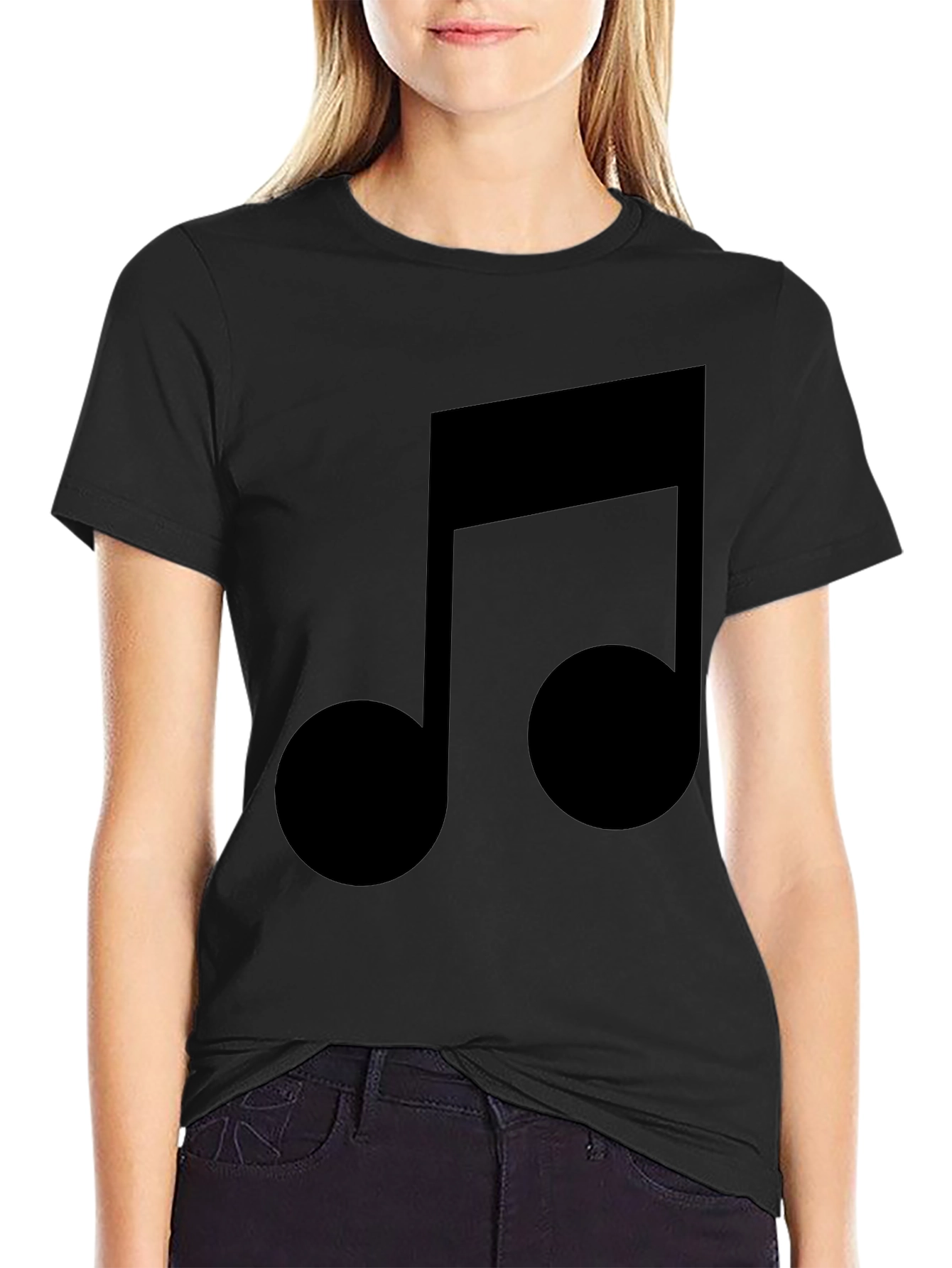 Musical Note Graphic Black T-Shirt