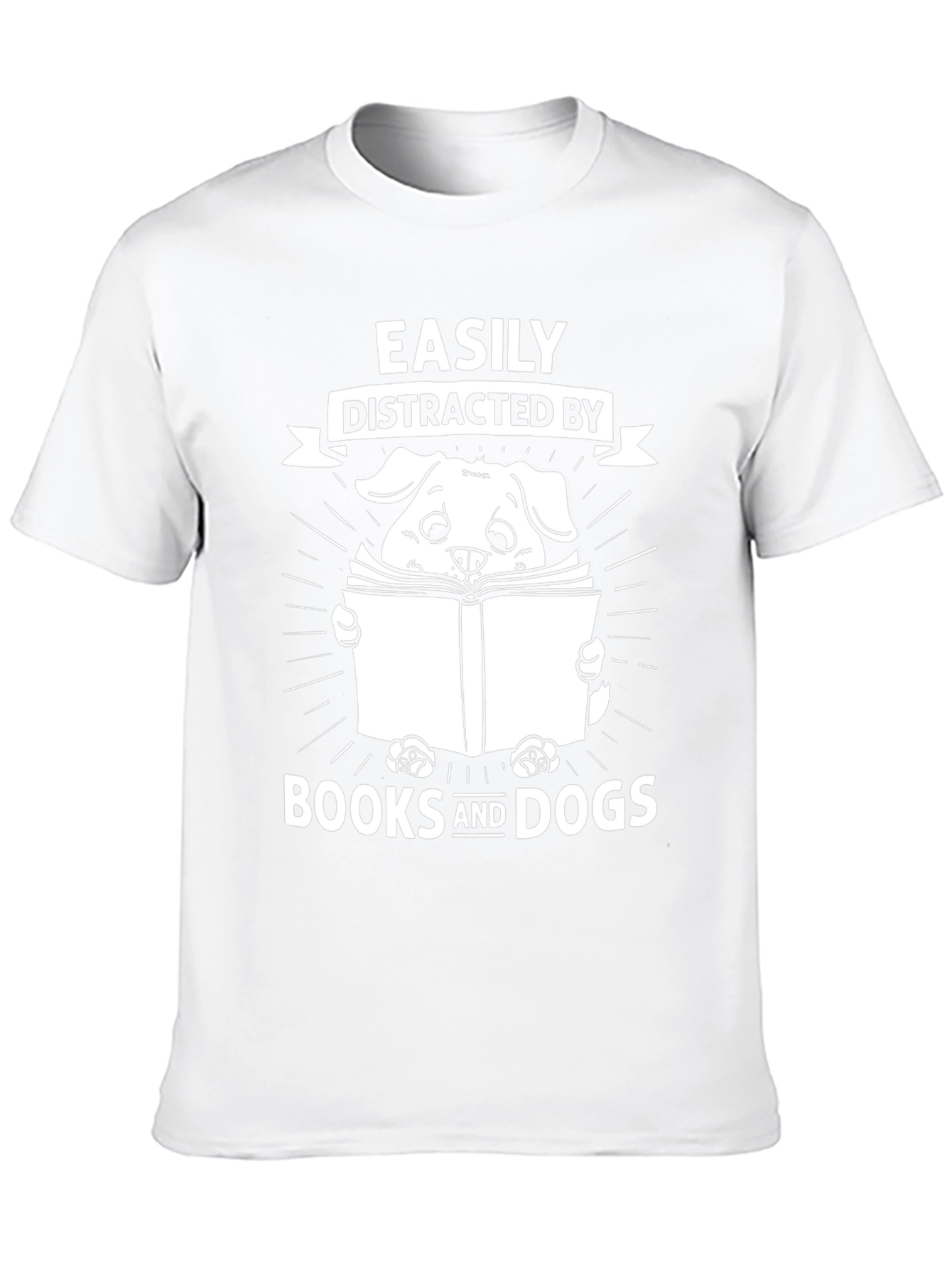 Easily Distracted By Books and Dogs Black Graphic T-Shirt