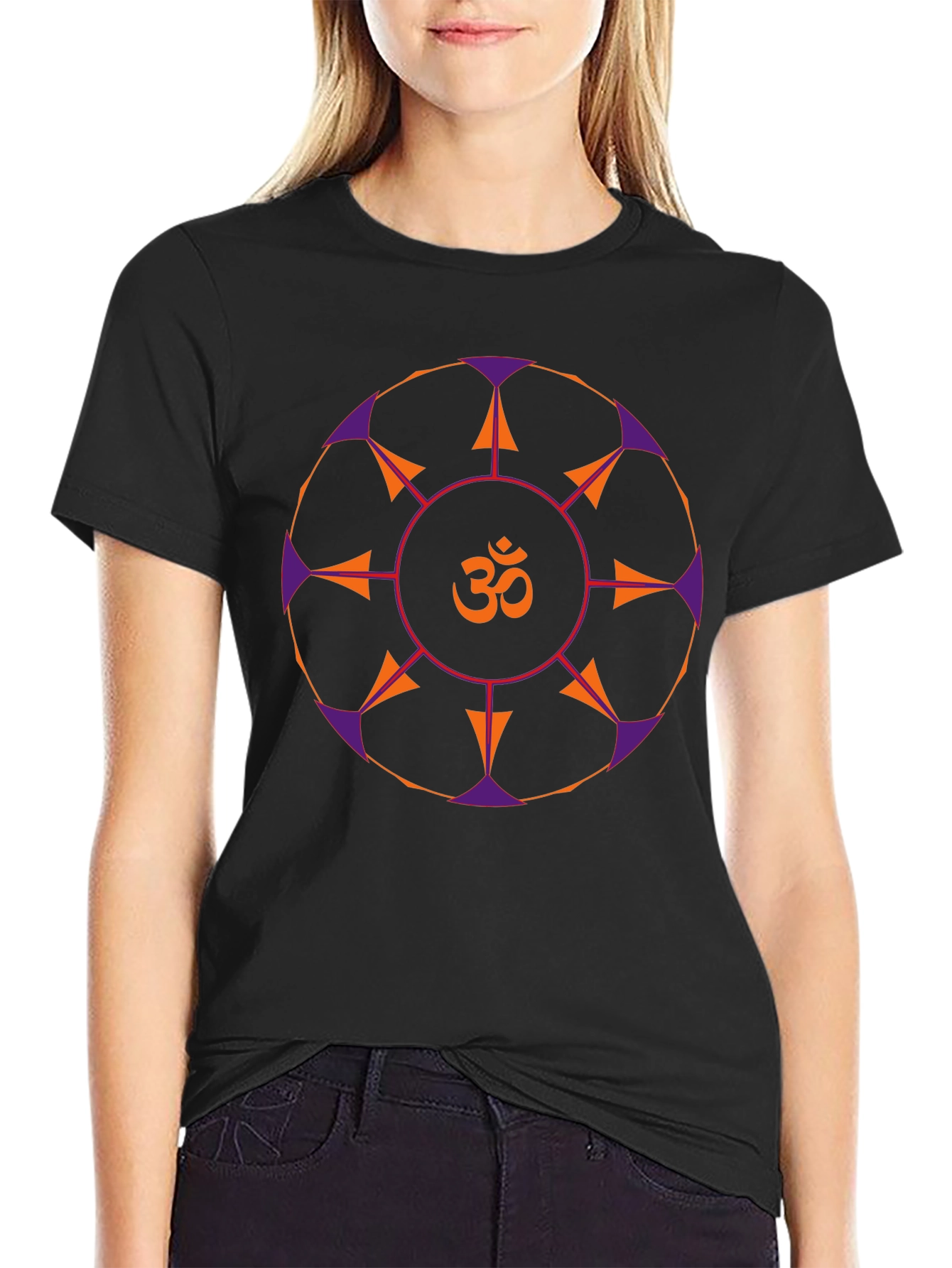 Om Mandala Graphic Tee - Black Cotton T-Shirt