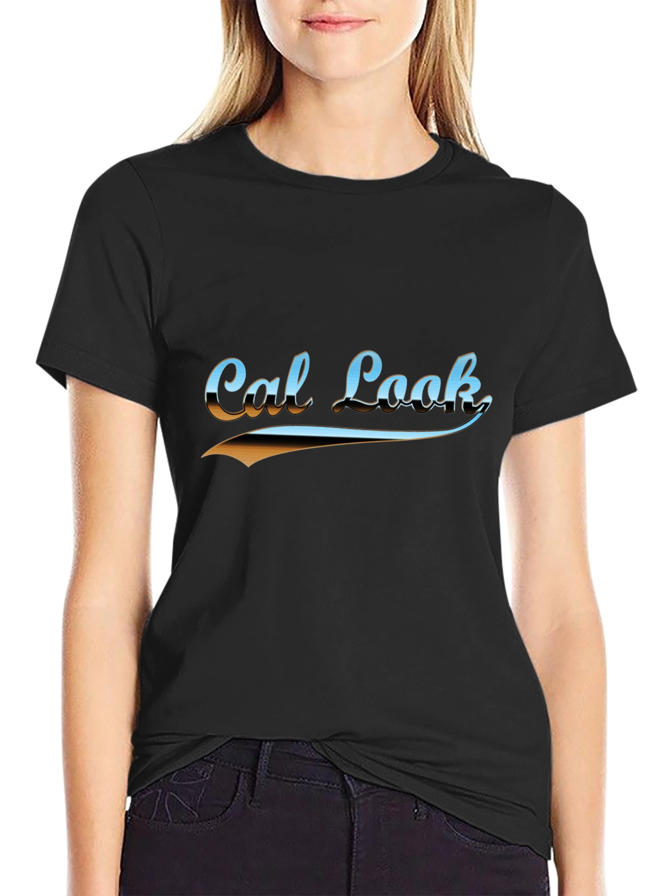 Cal Look Graphic T-Shirt - Retro Style Black Tee