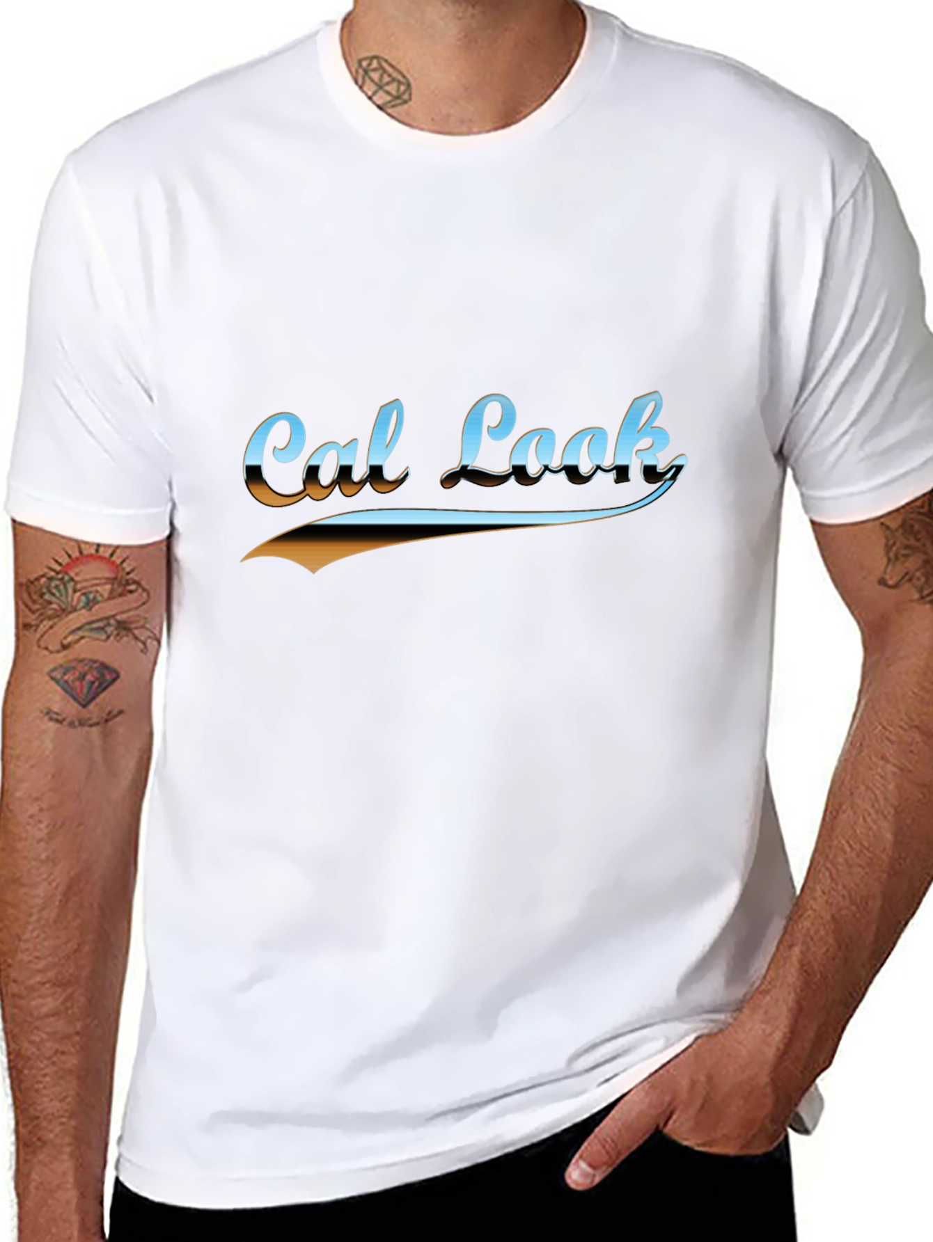 Cal Look Graphic T-Shirt - Retro Style Black Tee