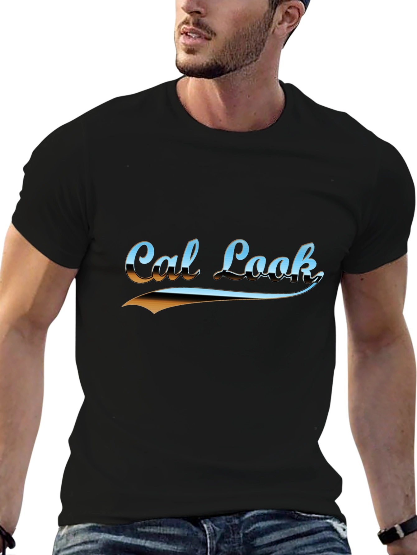 Cal Look Graphic T-Shirt - Retro Style Black Tee