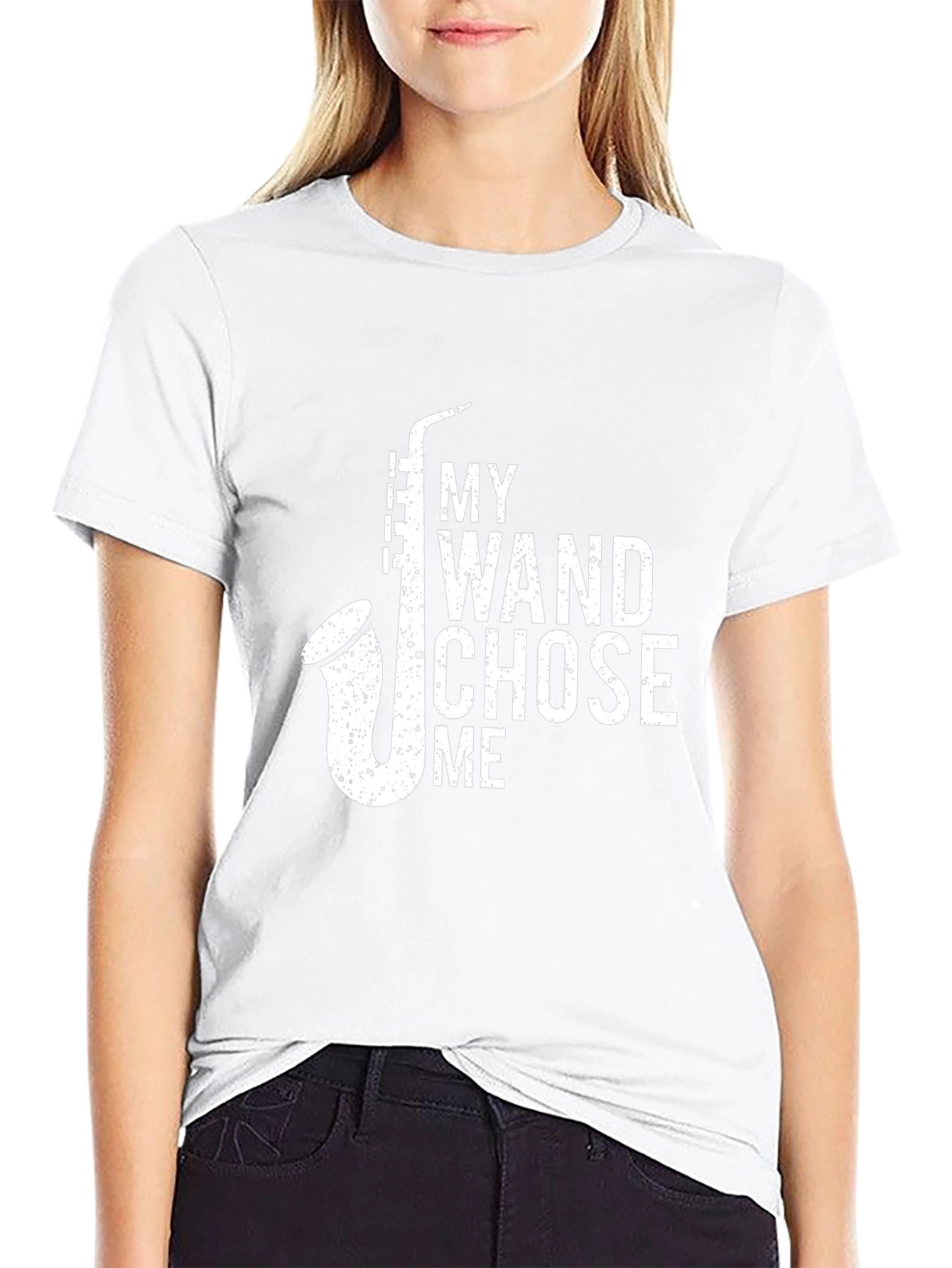 My Wand Chose Me Saxophone Black T-Shirt