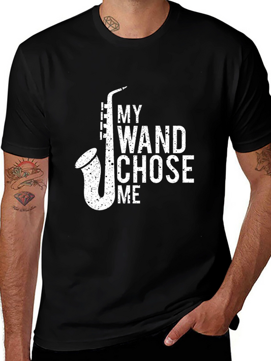 My Wand Chose Me Saxophone Black T-Shirt