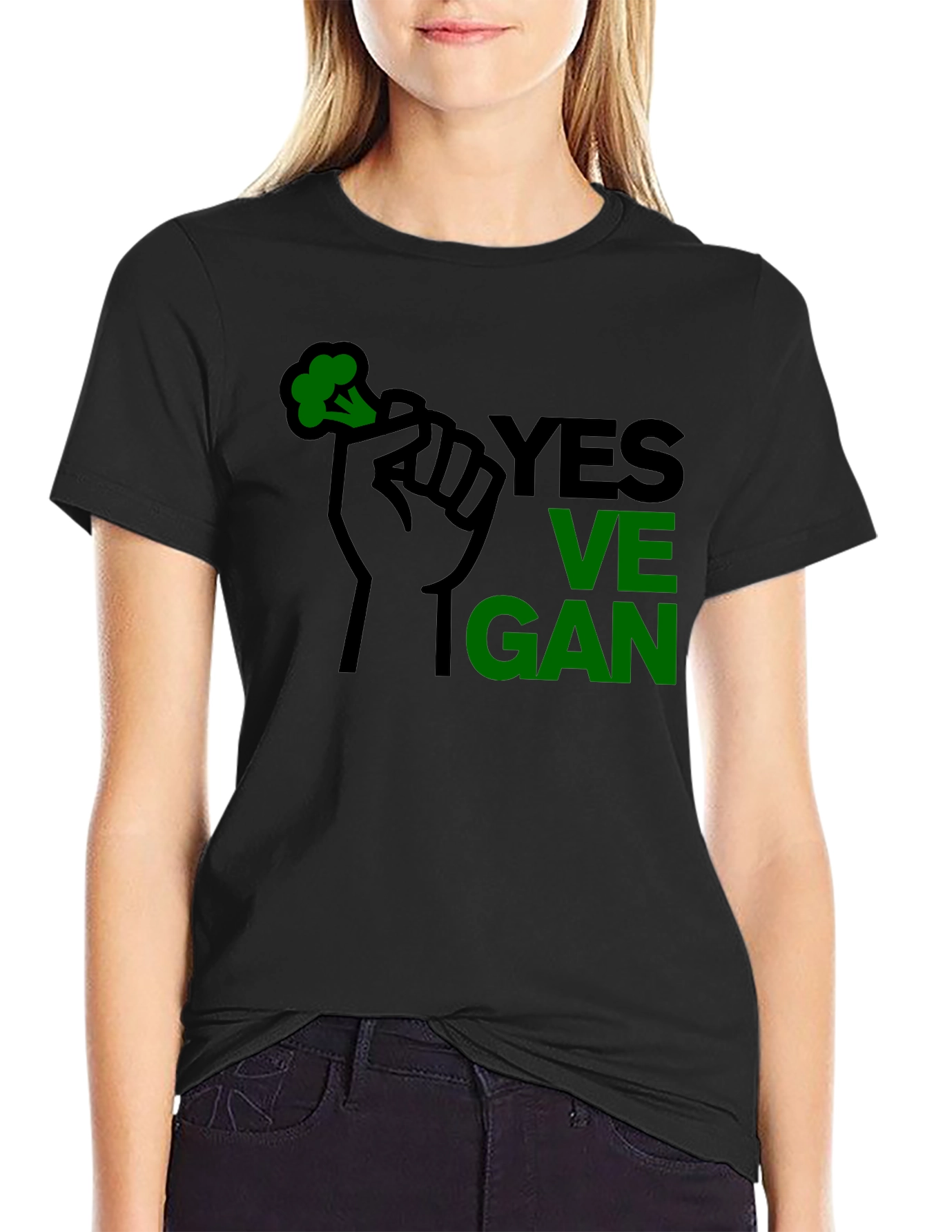 Yes Vegan Black Graphic T-Shirt