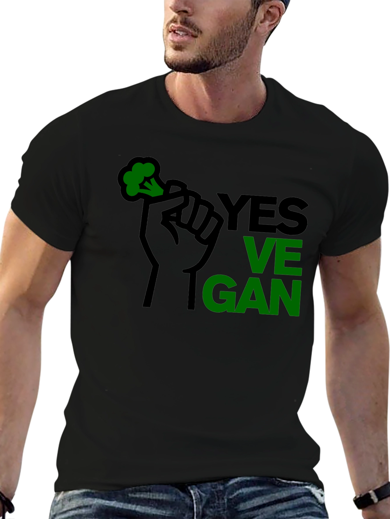 Yes Vegan Black Graphic T-Shirt