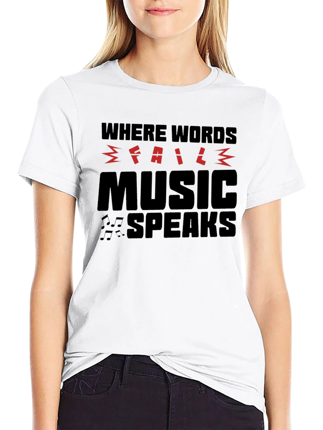 Music Speaks Graphic T-Shirt - Black