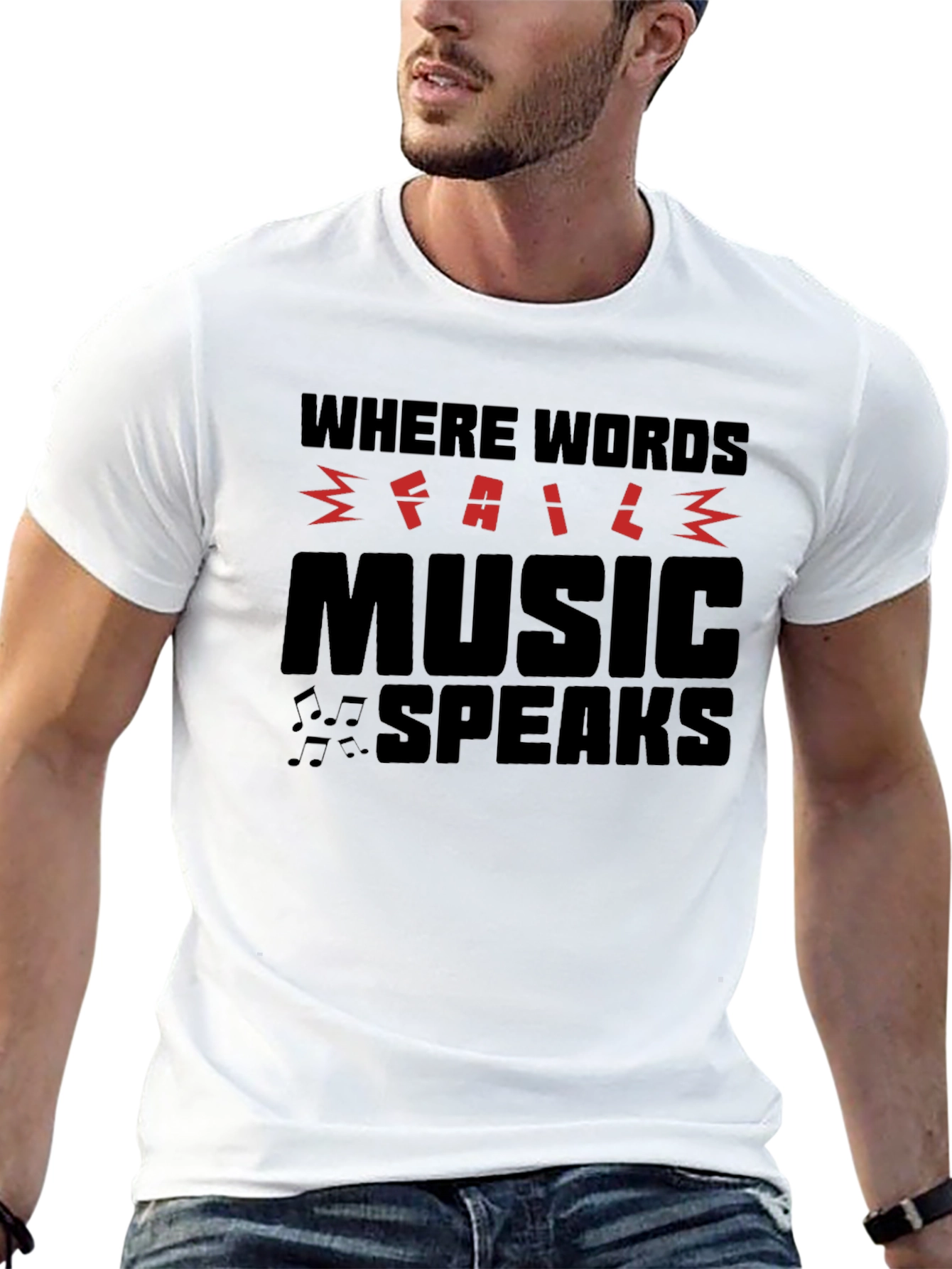 Music Speaks Graphic T-Shirt - Black