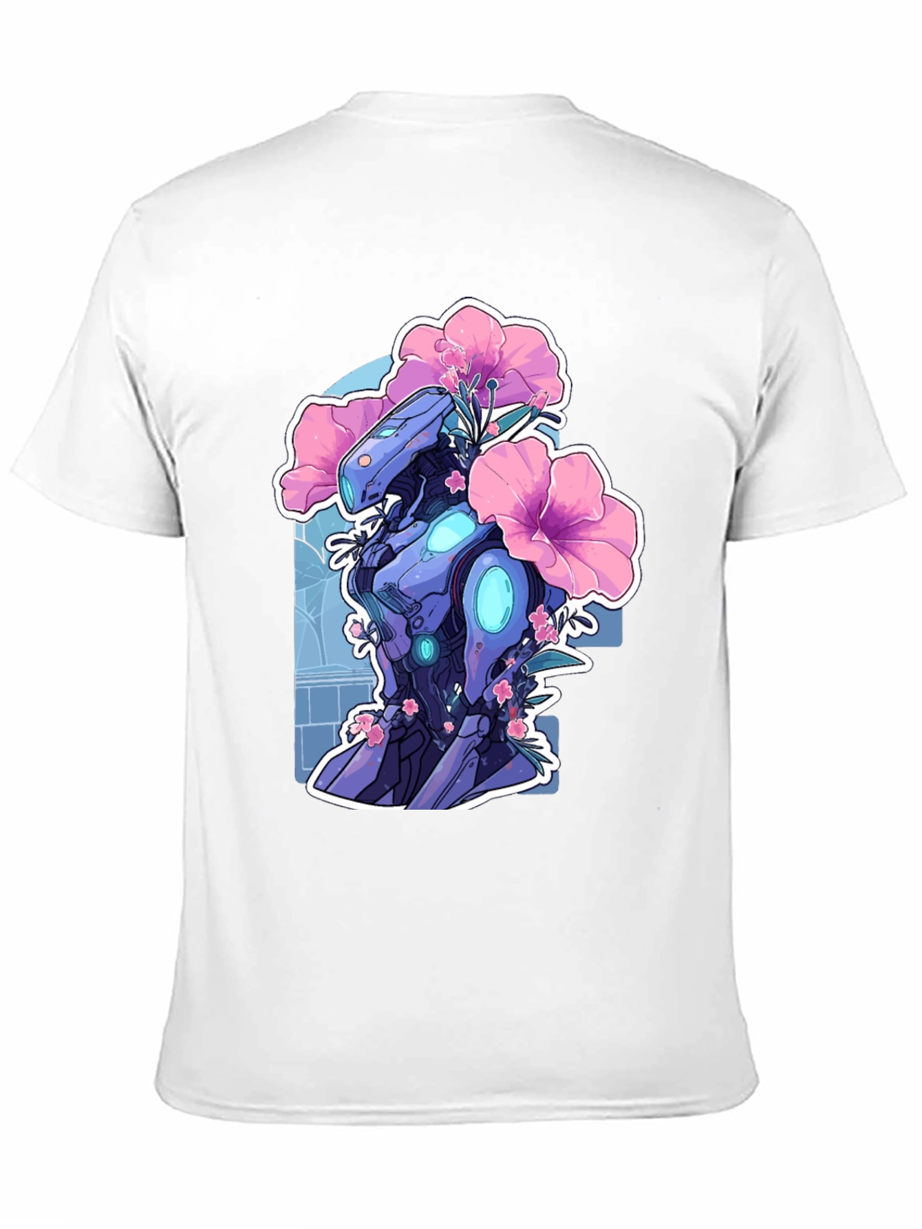 Robot & Flowers Graphic Tee - Black Casual Shirt