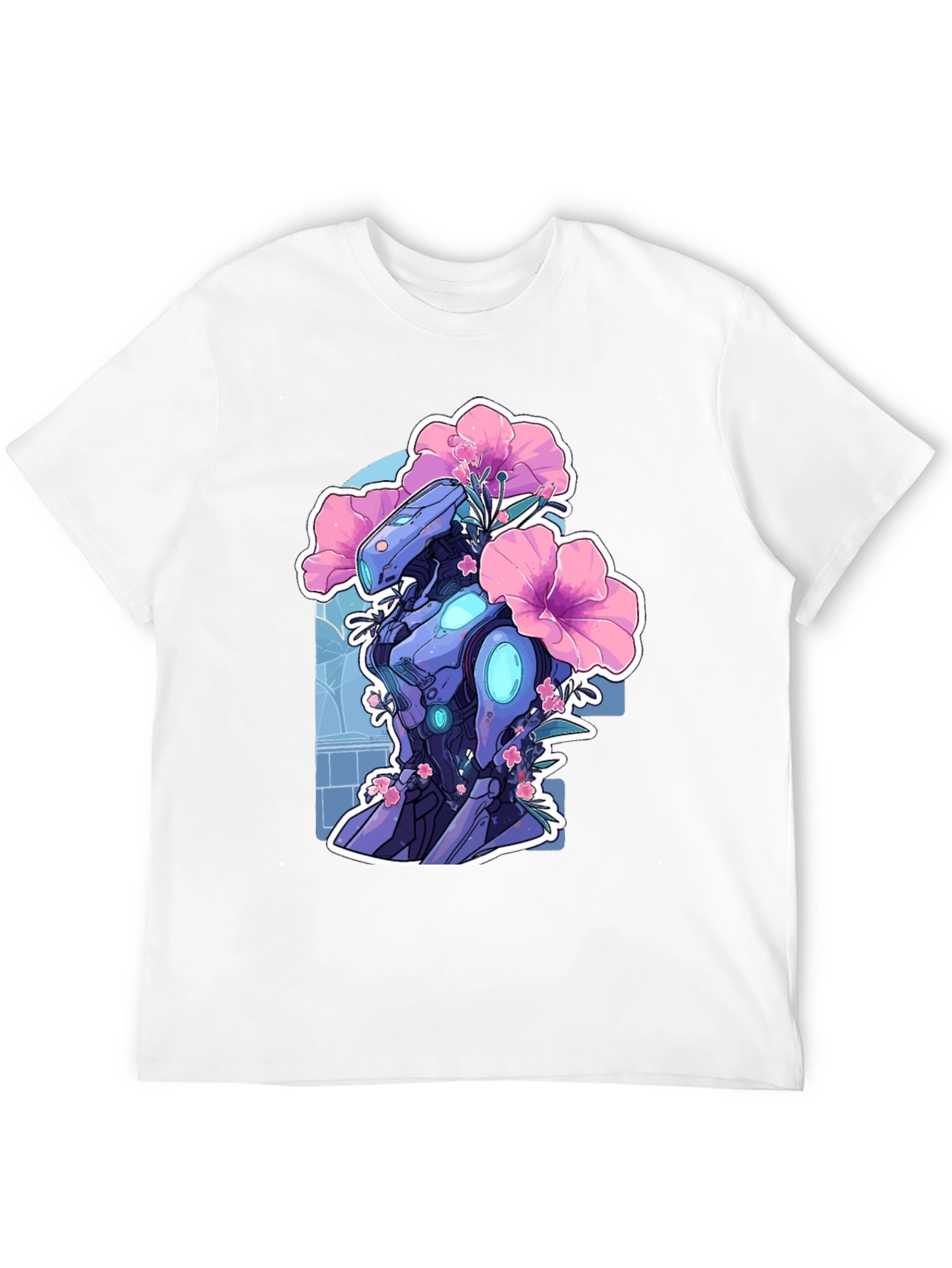 Robot & Flowers Graphic Tee - Black Casual Shirt