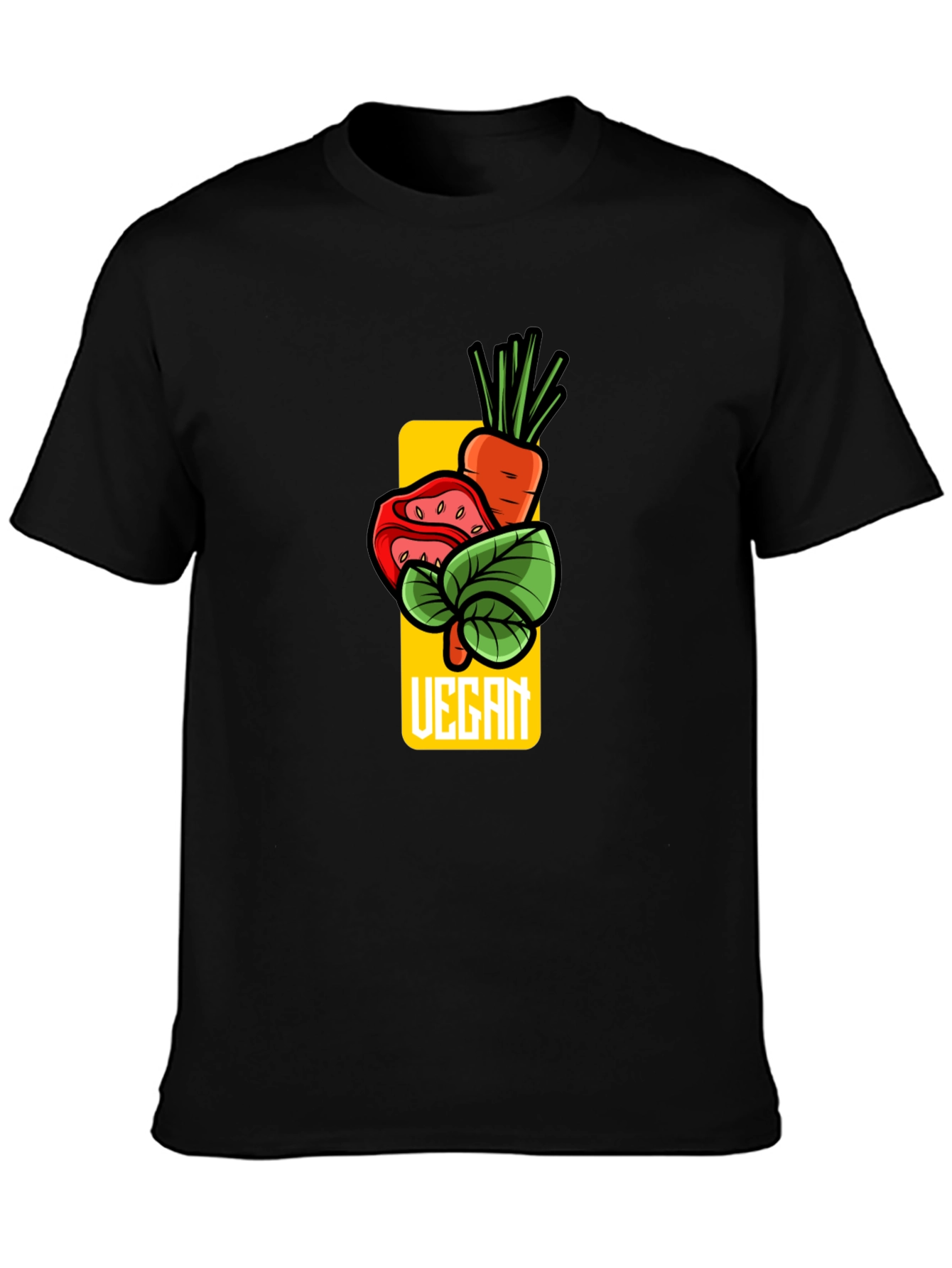 Vegan Graphic T-Shirt - Carrot Tomato Leaf Design