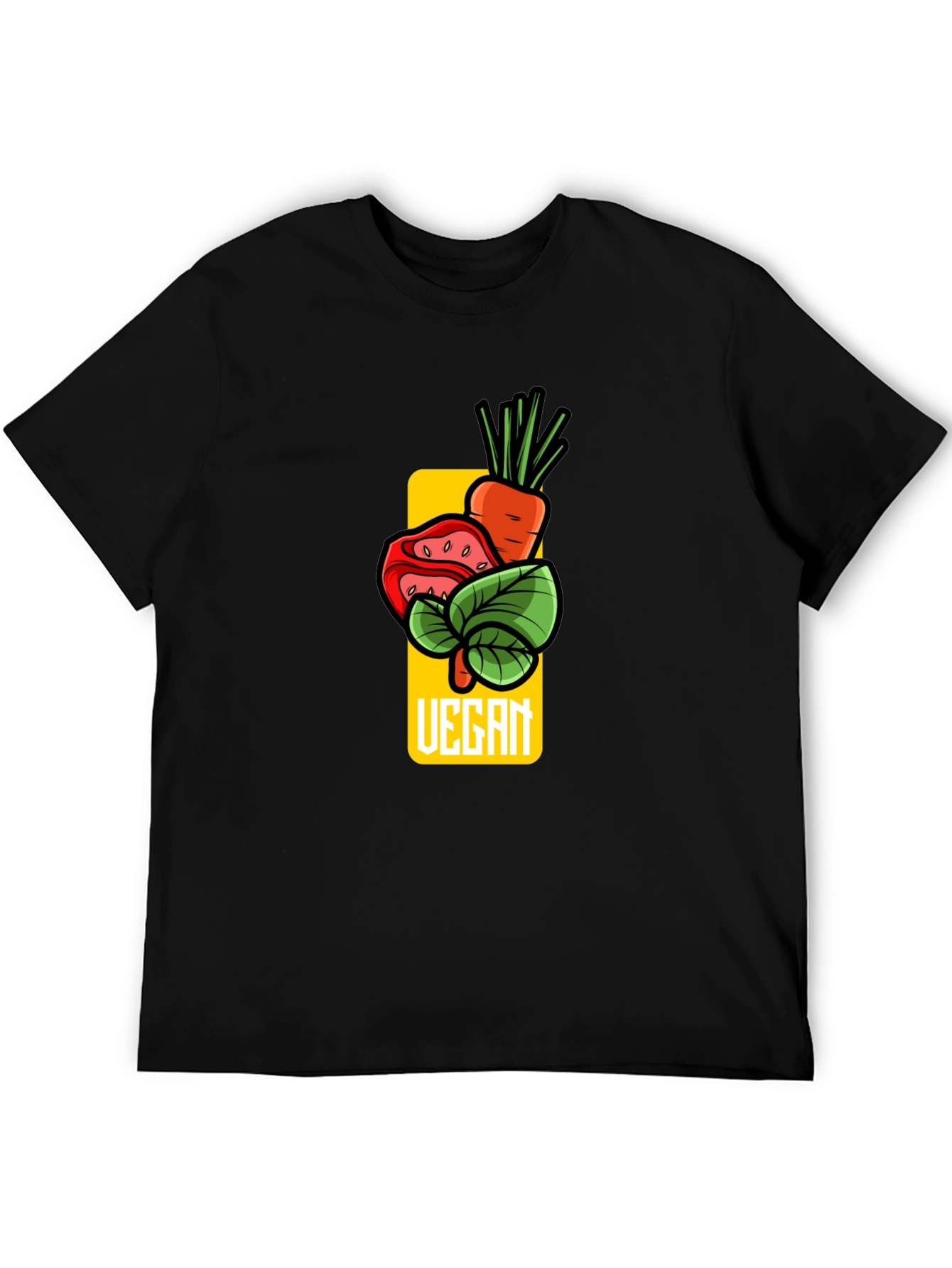 Vegan Graphic T-Shirt - Carrot Tomato Leaf Design