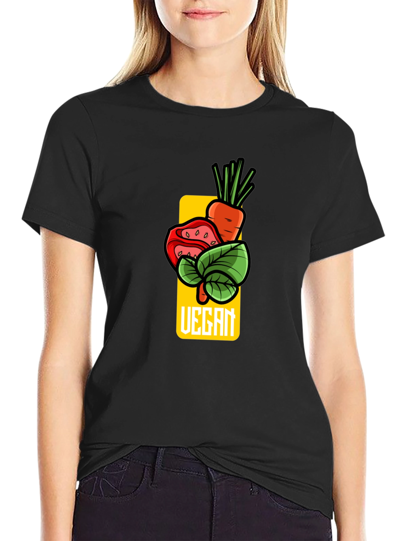 Vegan Graphic T-Shirt - Carrot Tomato Leaf Design