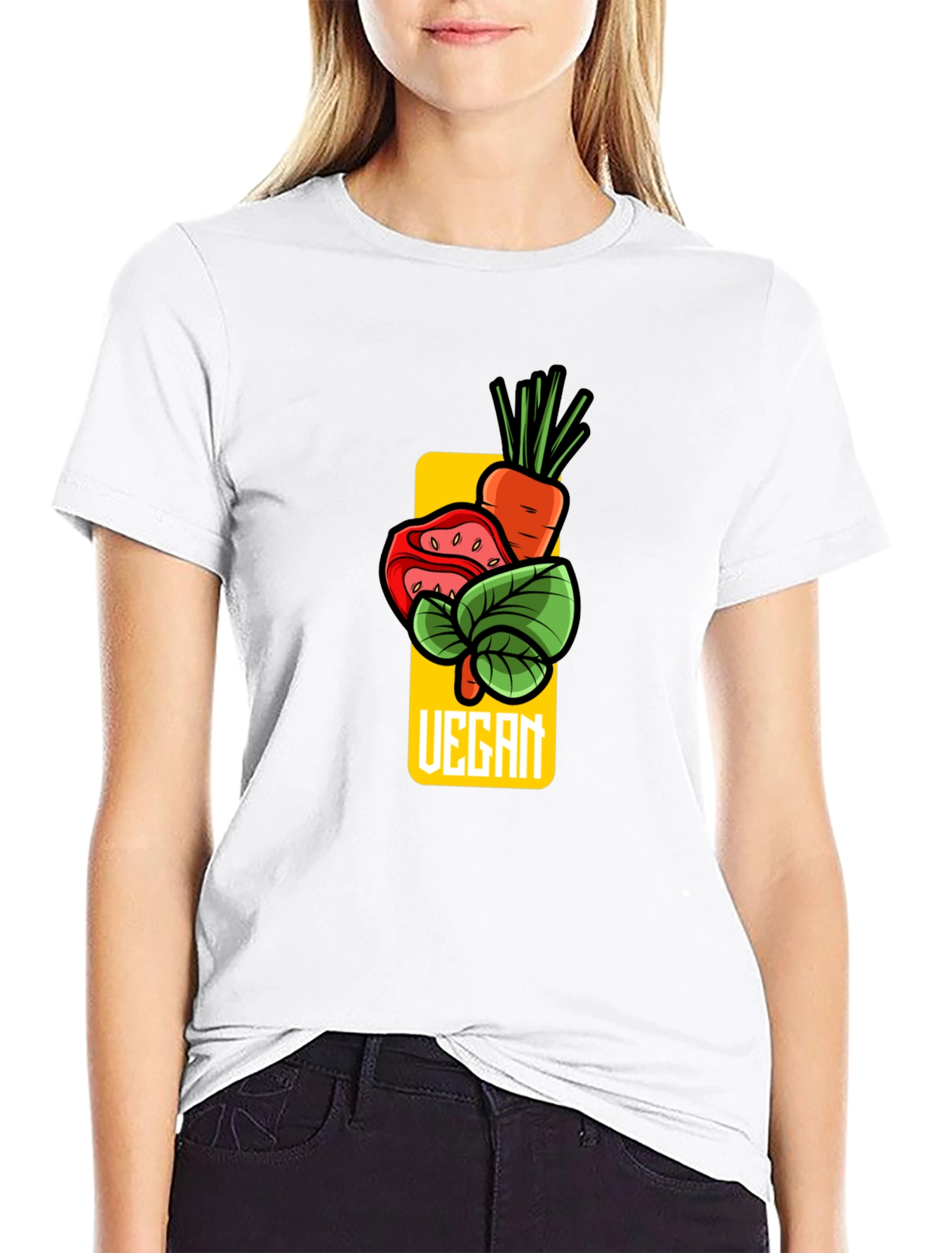 Vegan Graphic T-Shirt - Carrot Tomato Leaf Design