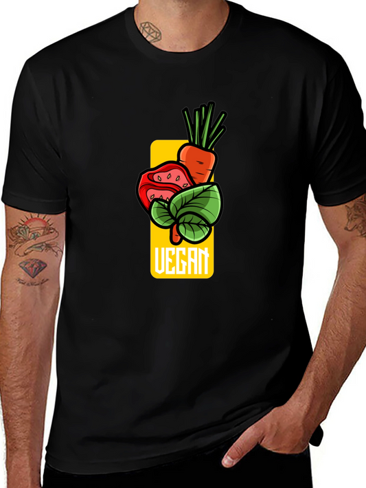 Vegan Graphic T-Shirt - Carrot Tomato Leaf Design