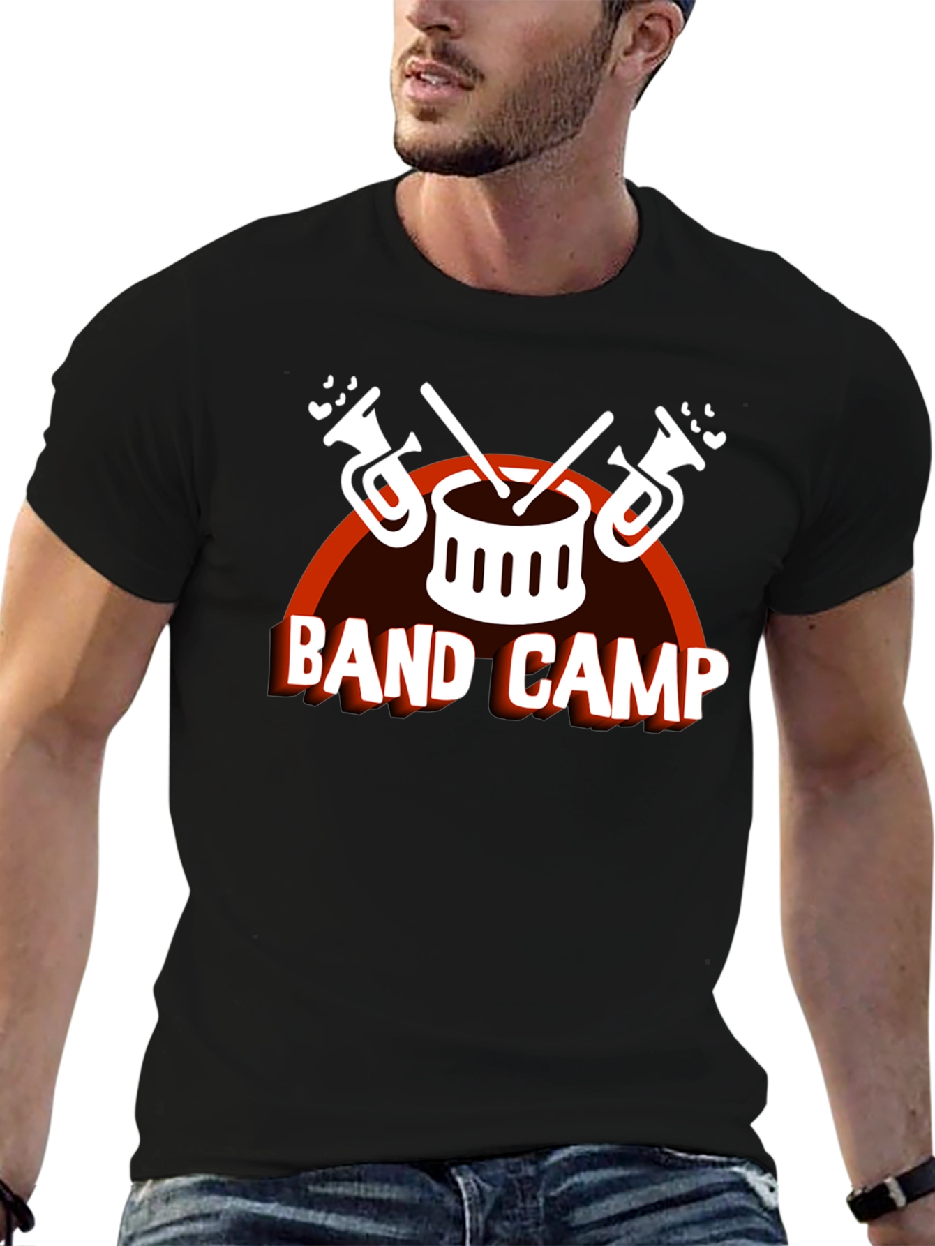 Band Camp Music T-Shirt - Drum & Trumpet Design
