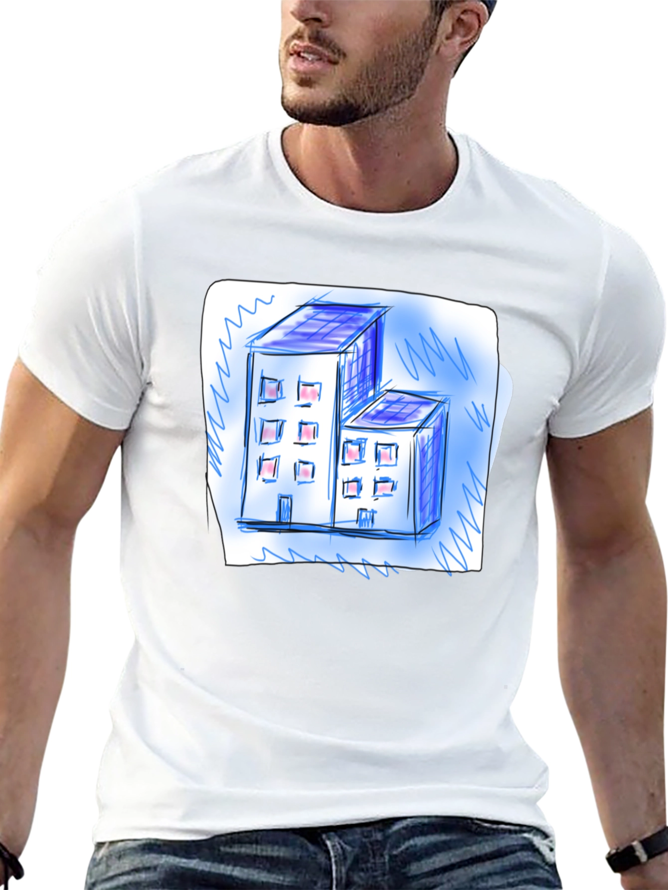 Architect Sketch Graphic Tee - Modern Building Design