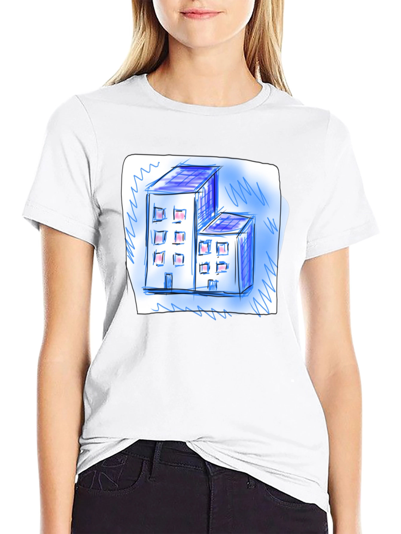 Architect Sketch Graphic Tee - Modern Building Design