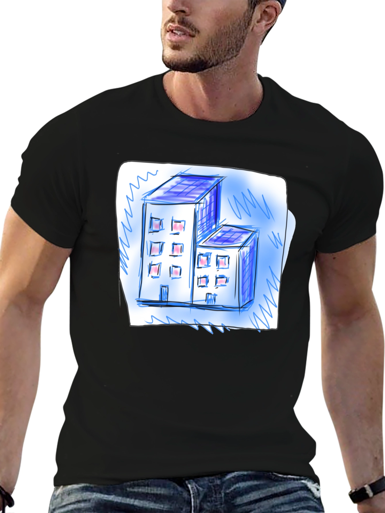 Architect Sketch Graphic Tee - Modern Building Design