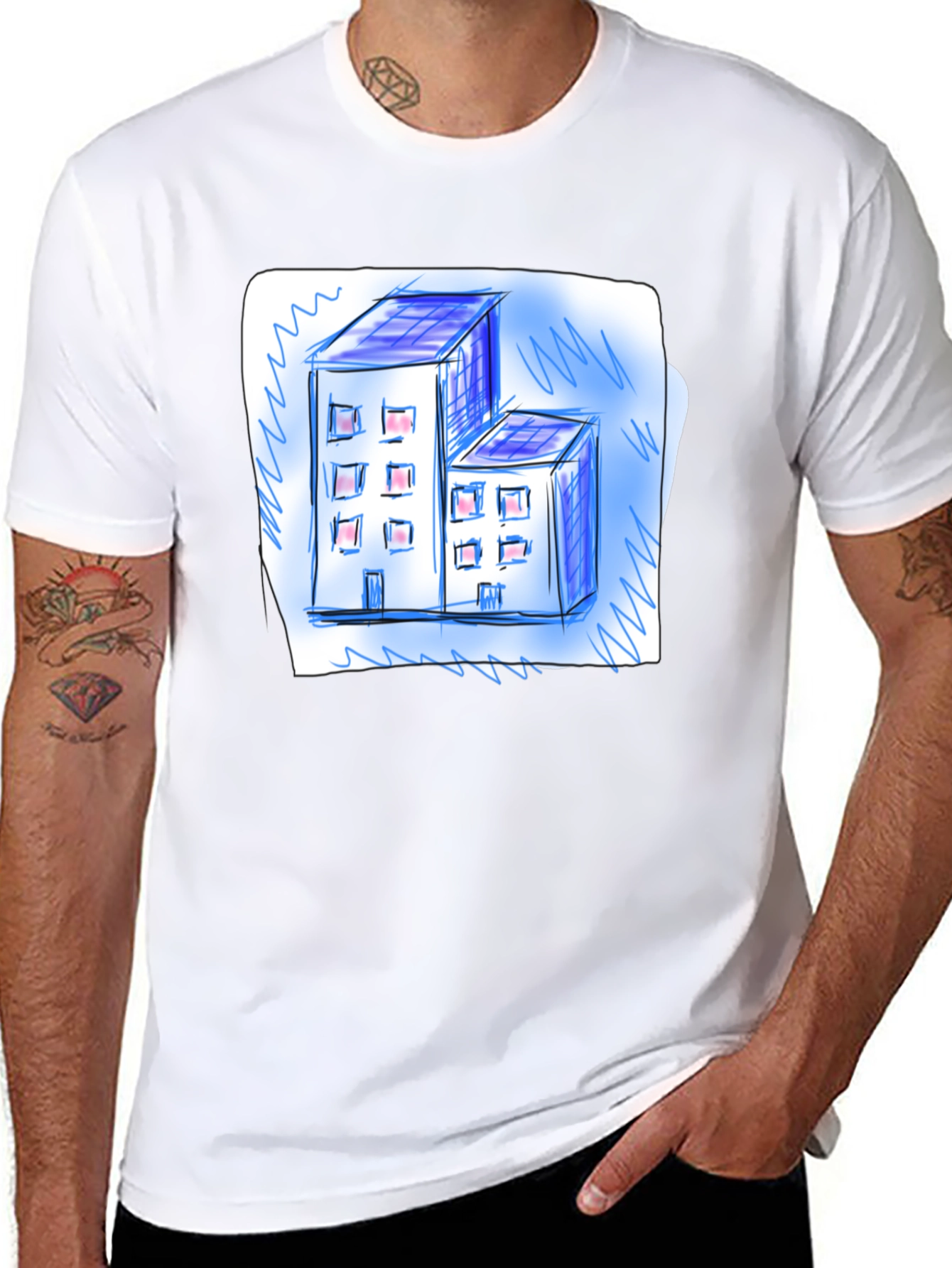 Architect Sketch Graphic Tee - Modern Building Design