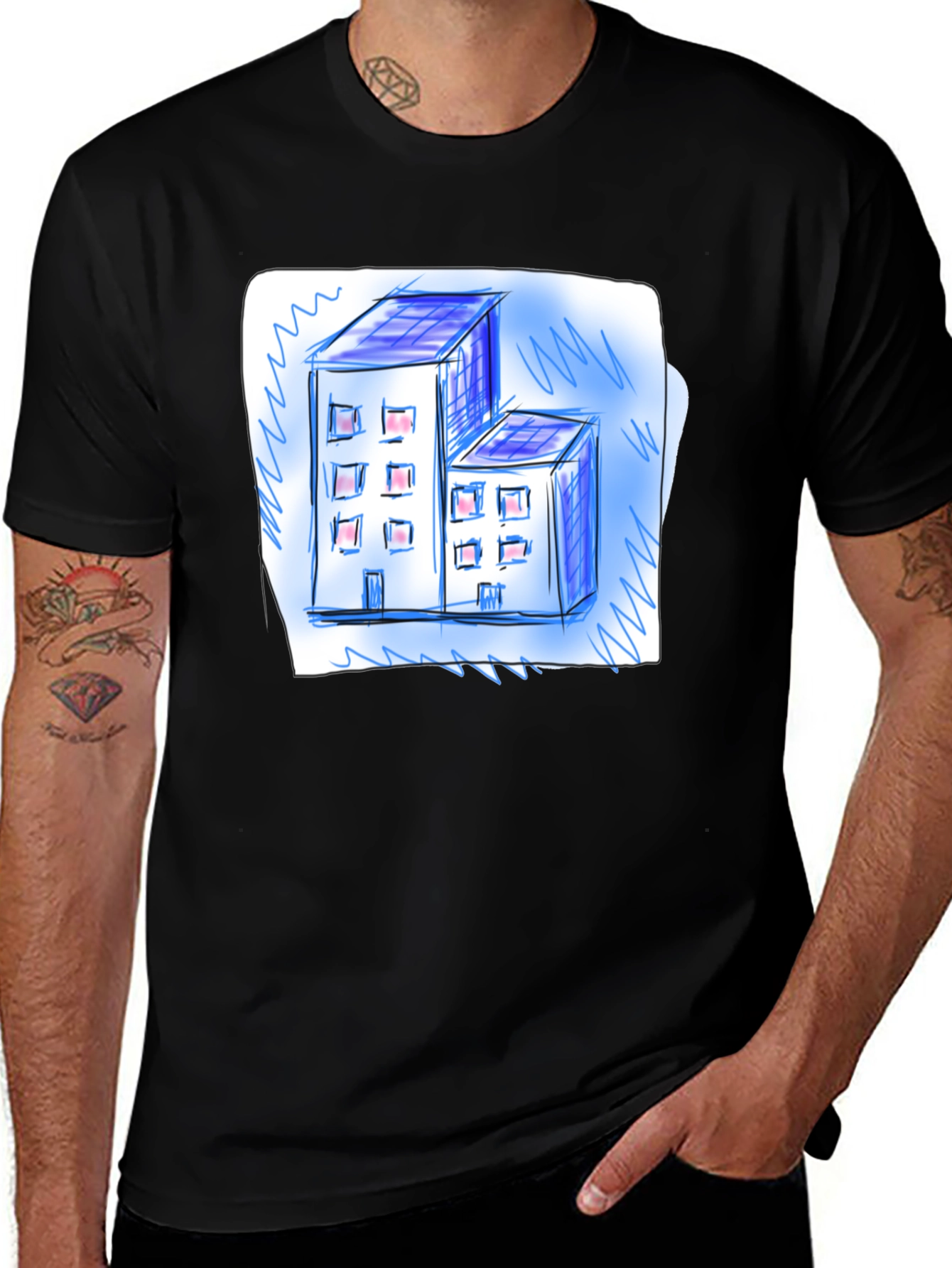 Architect Sketch Graphic Tee - Modern Building Design