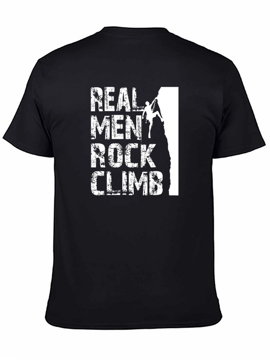 Real Men Rock Climb T-Shirt Black Graphic Tee