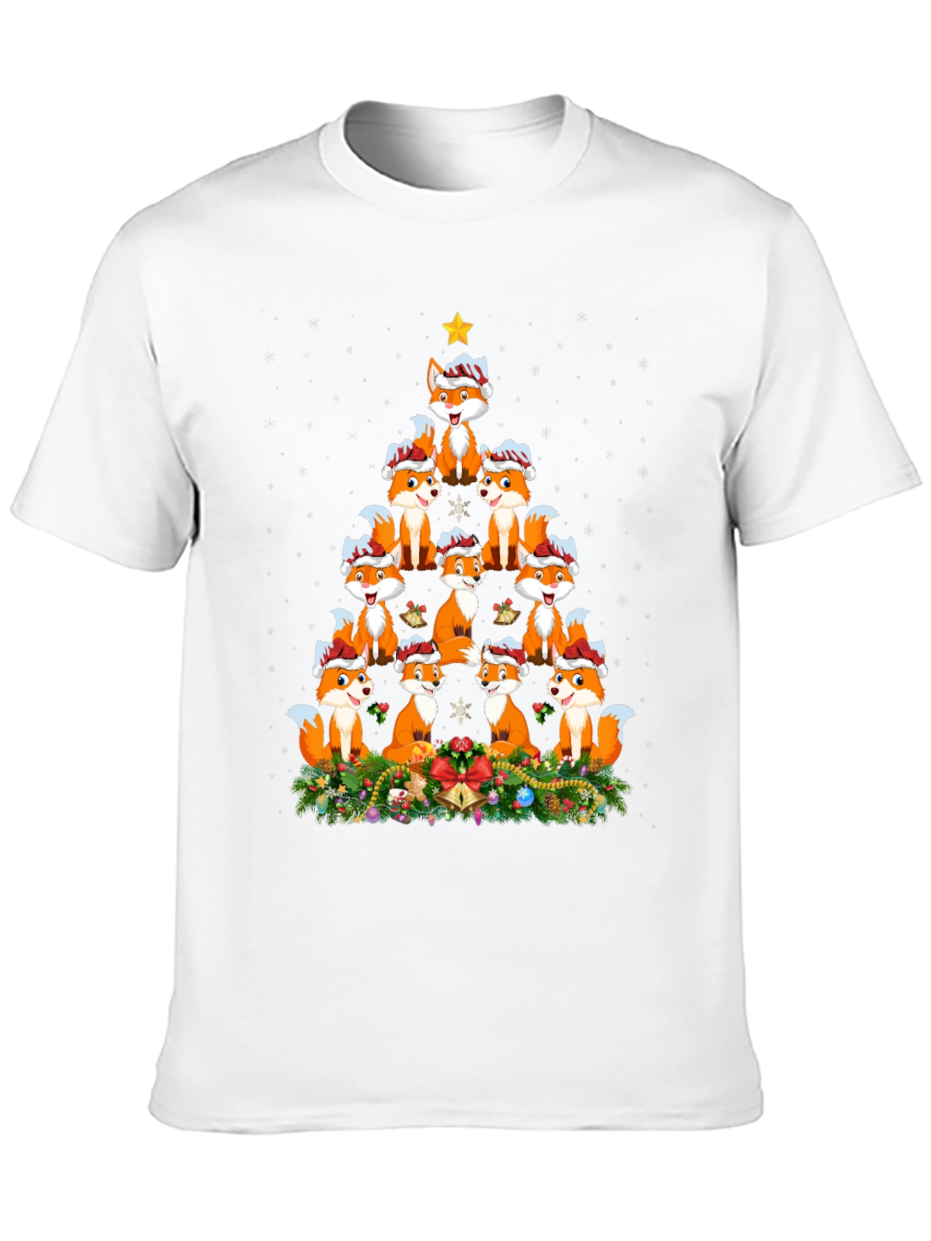 Fox Christmas Tree T-Shirt - Festive Holiday Apparel