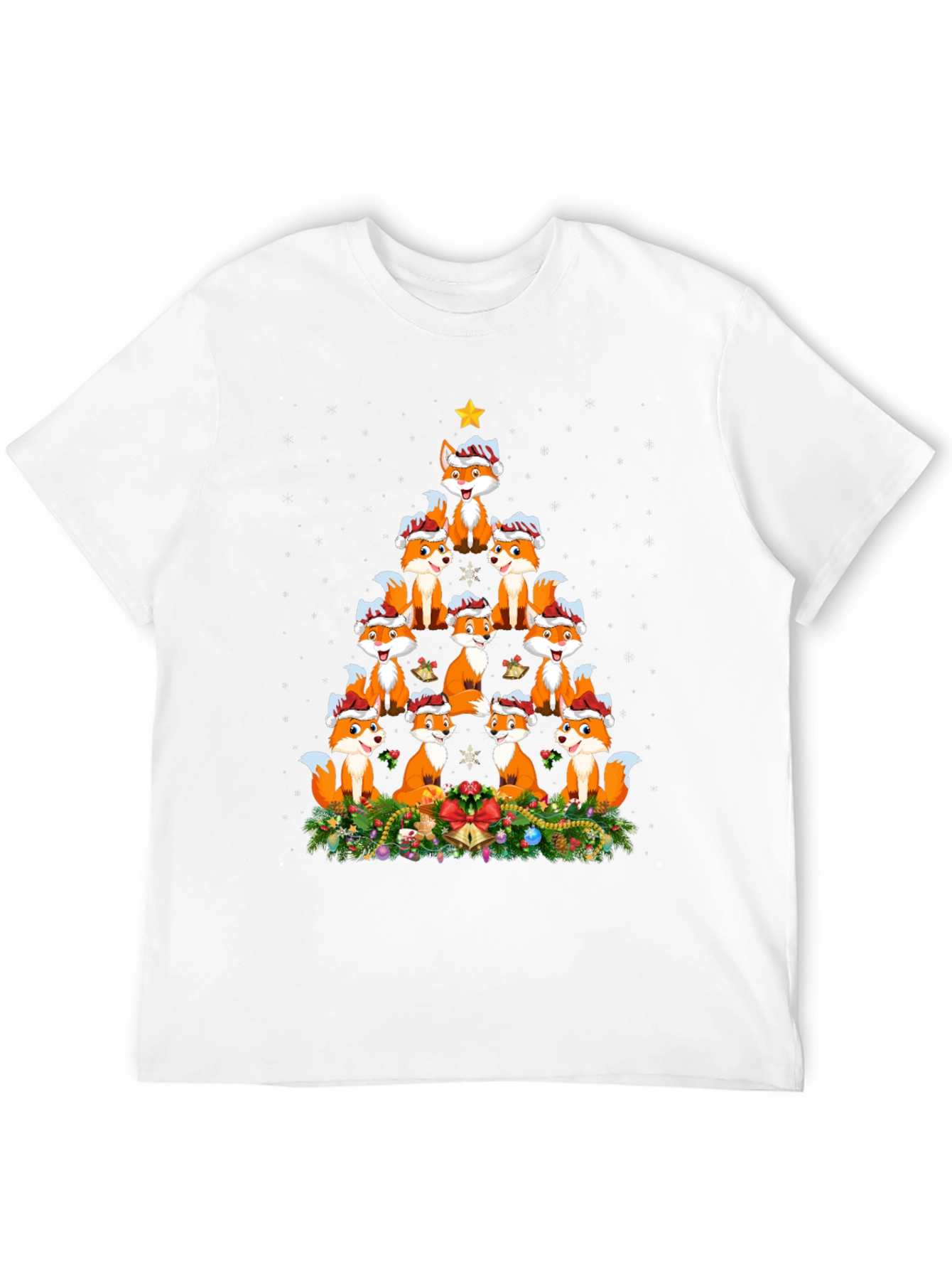 Fox Christmas Tree T-Shirt - Festive Holiday Apparel