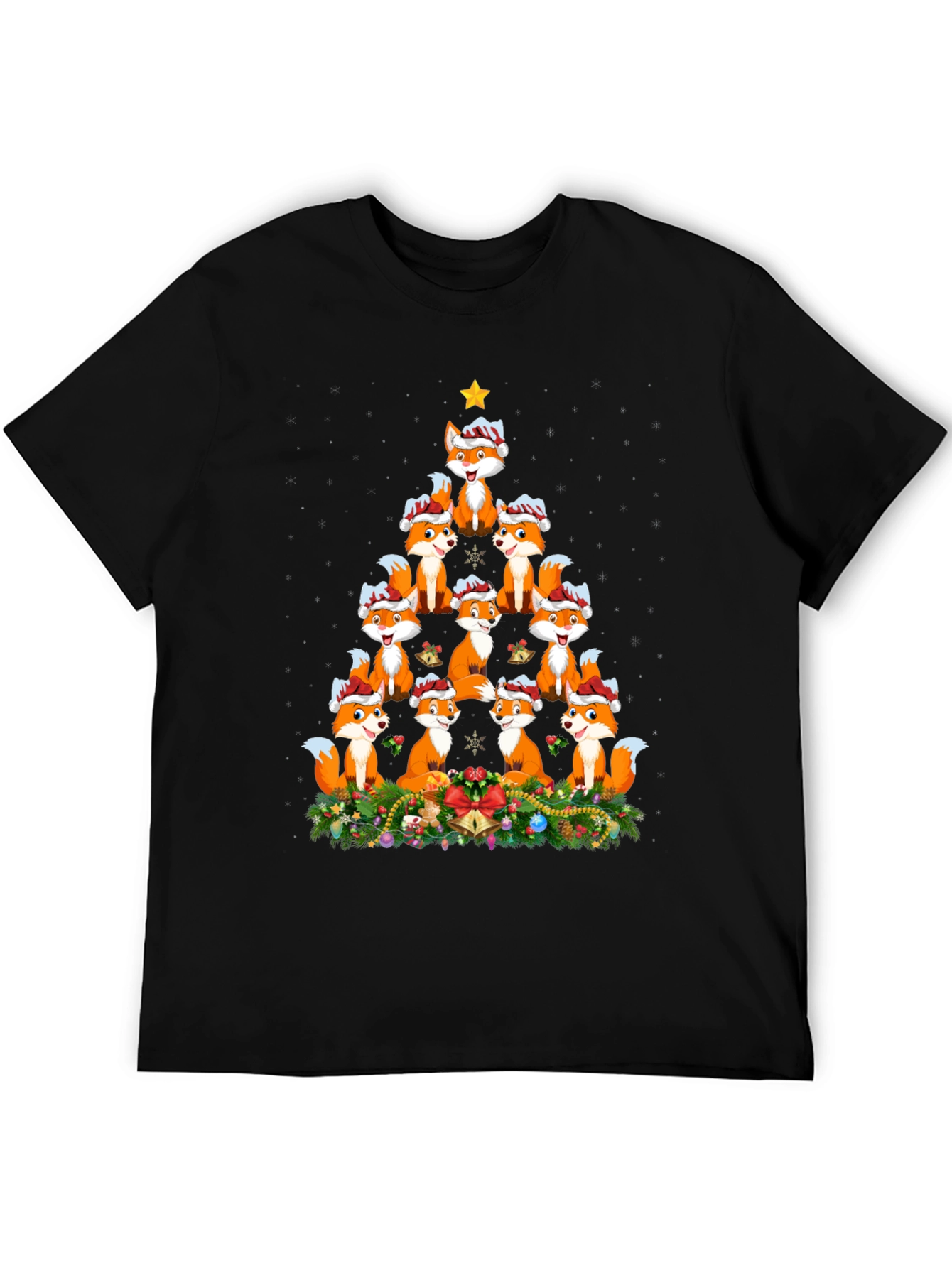 Fox Christmas Tree T-Shirt - Festive Holiday Apparel