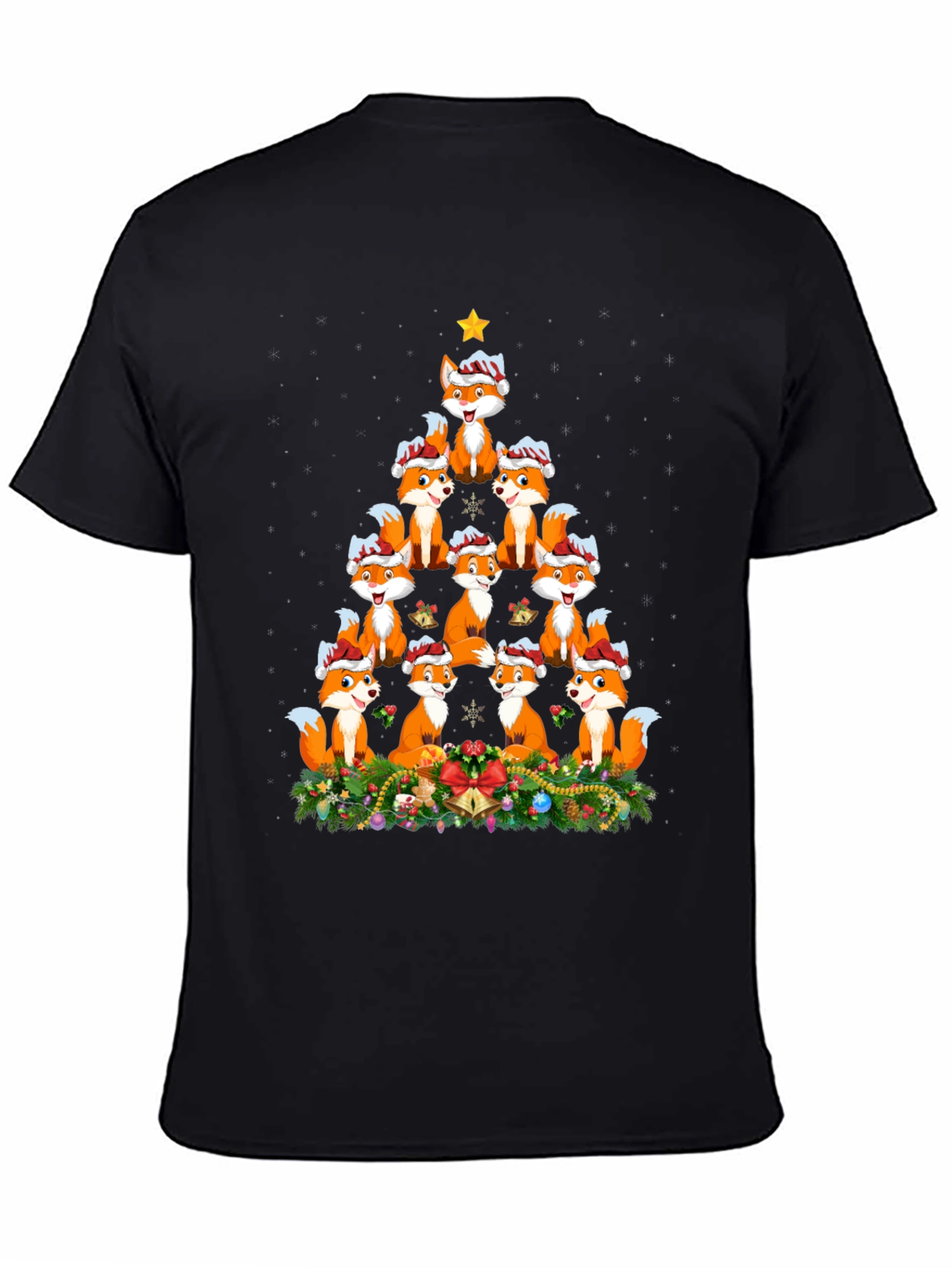 Fox Christmas Tree T-Shirt - Festive Holiday Apparel