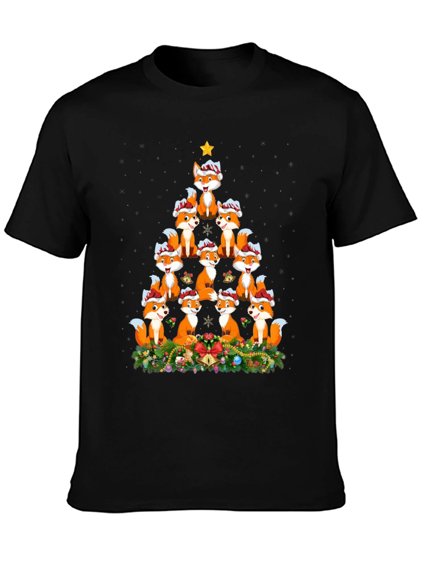 Fox Christmas Tree T-Shirt - Festive Holiday Apparel
