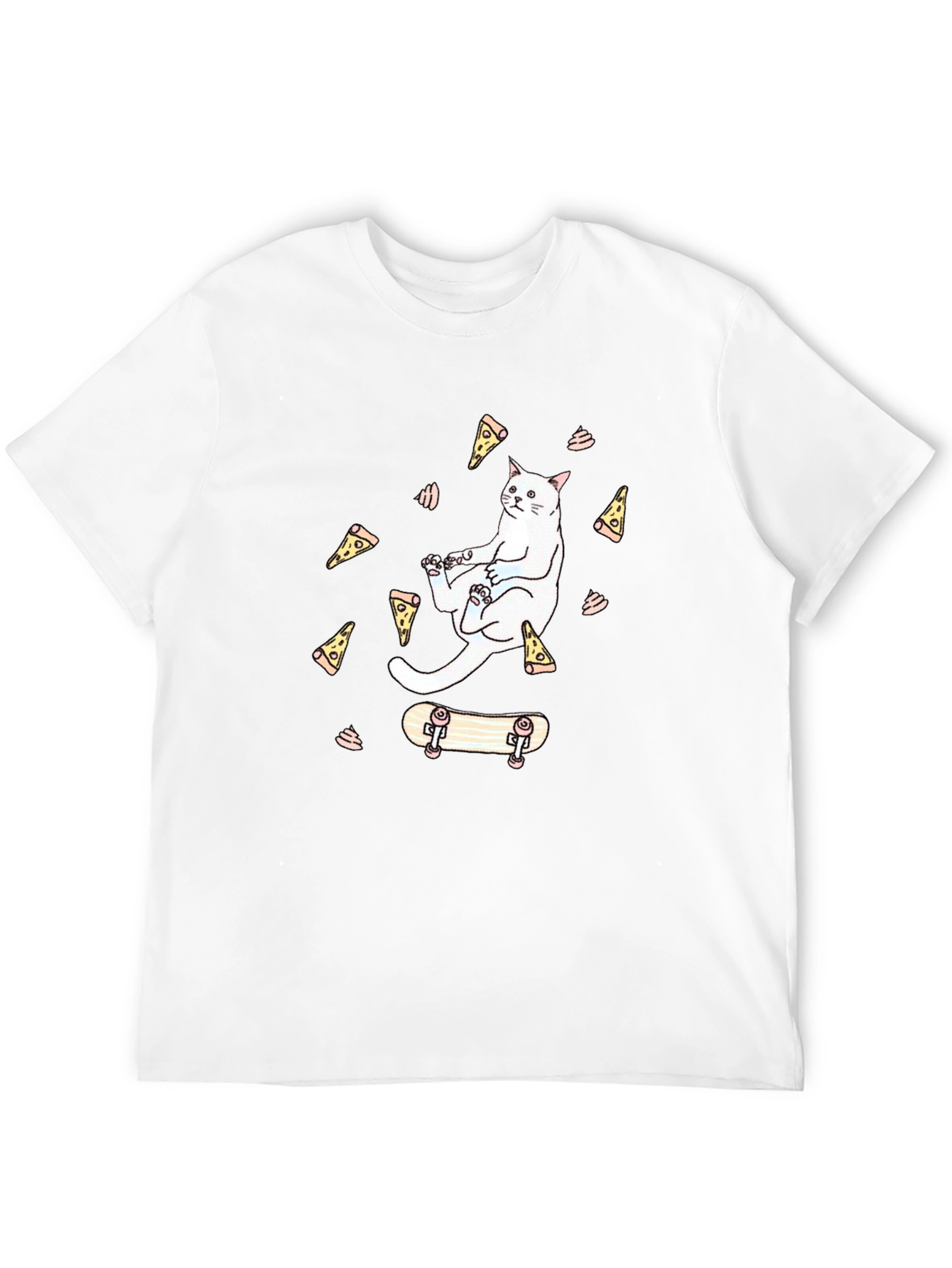Cat Pizza Skateboard Graphic T-Shirt