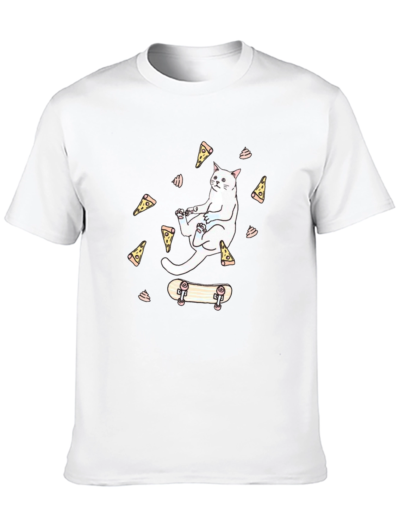 Cat Pizza Skateboard Graphic T-Shirt