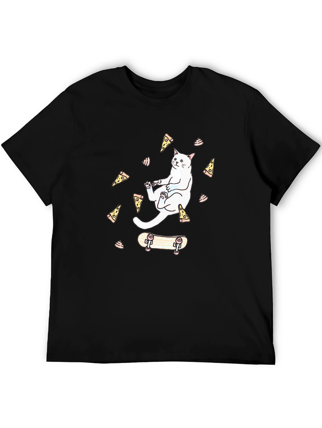 Cat Pizza Skateboard Graphic T-Shirt